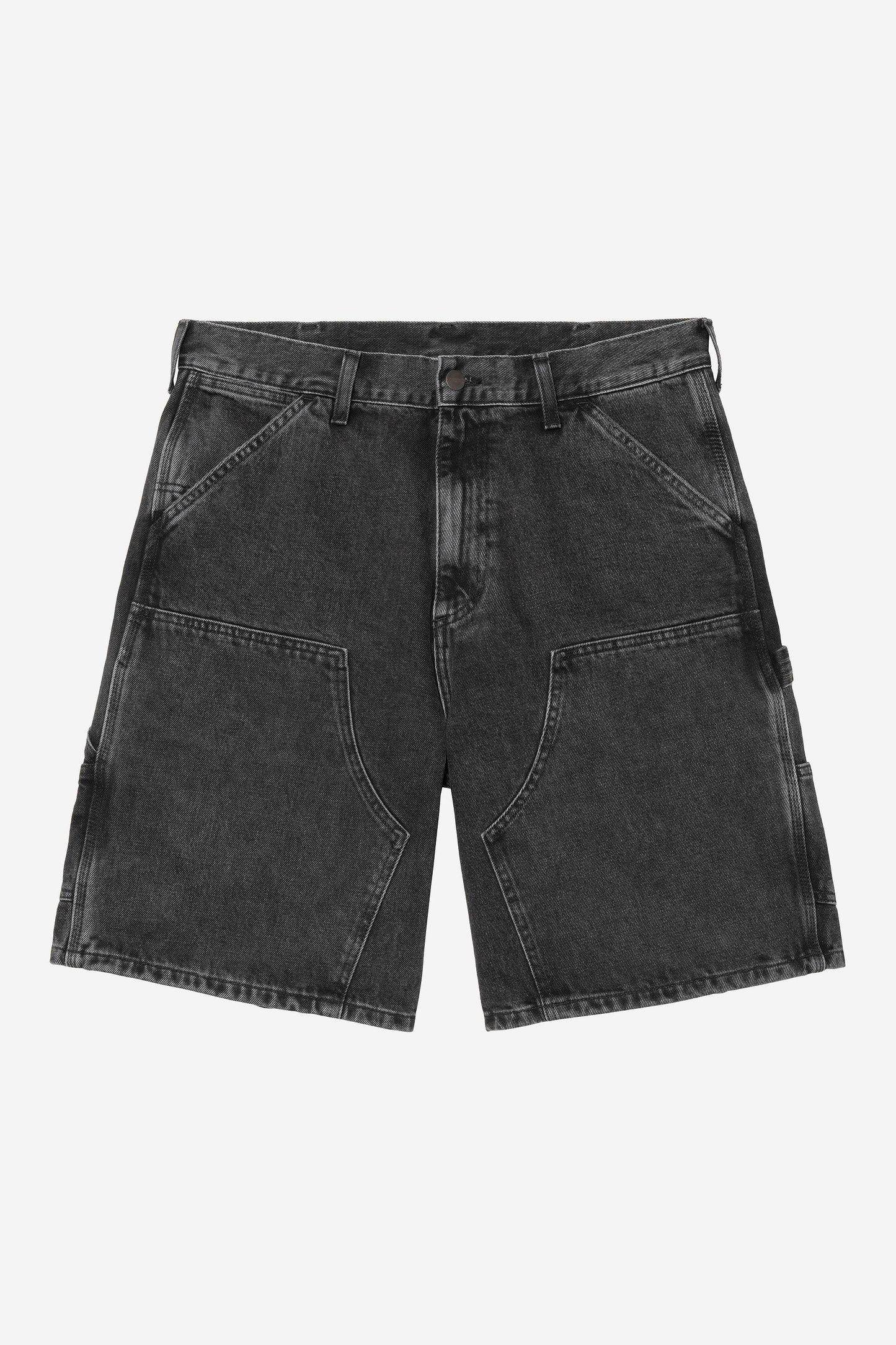 Double Knee Short Black (Stone Washed)
