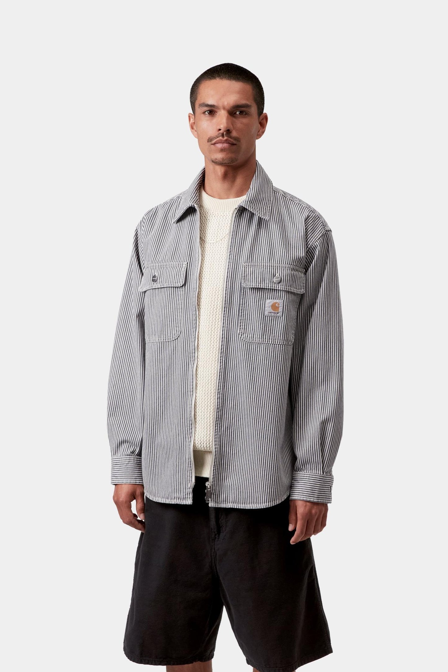 Mercer Stripe Shirt Jacket Graphite / Wax (Stone Washed)
