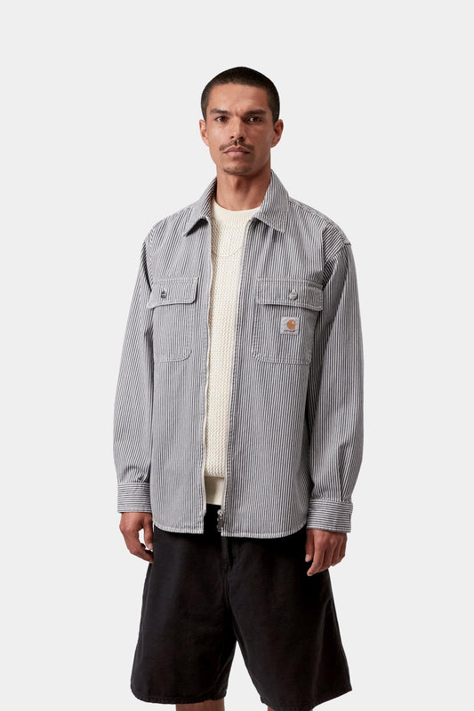 Mercer Stripe Shirt Jacket Graphite / Wax (Stone Washed)