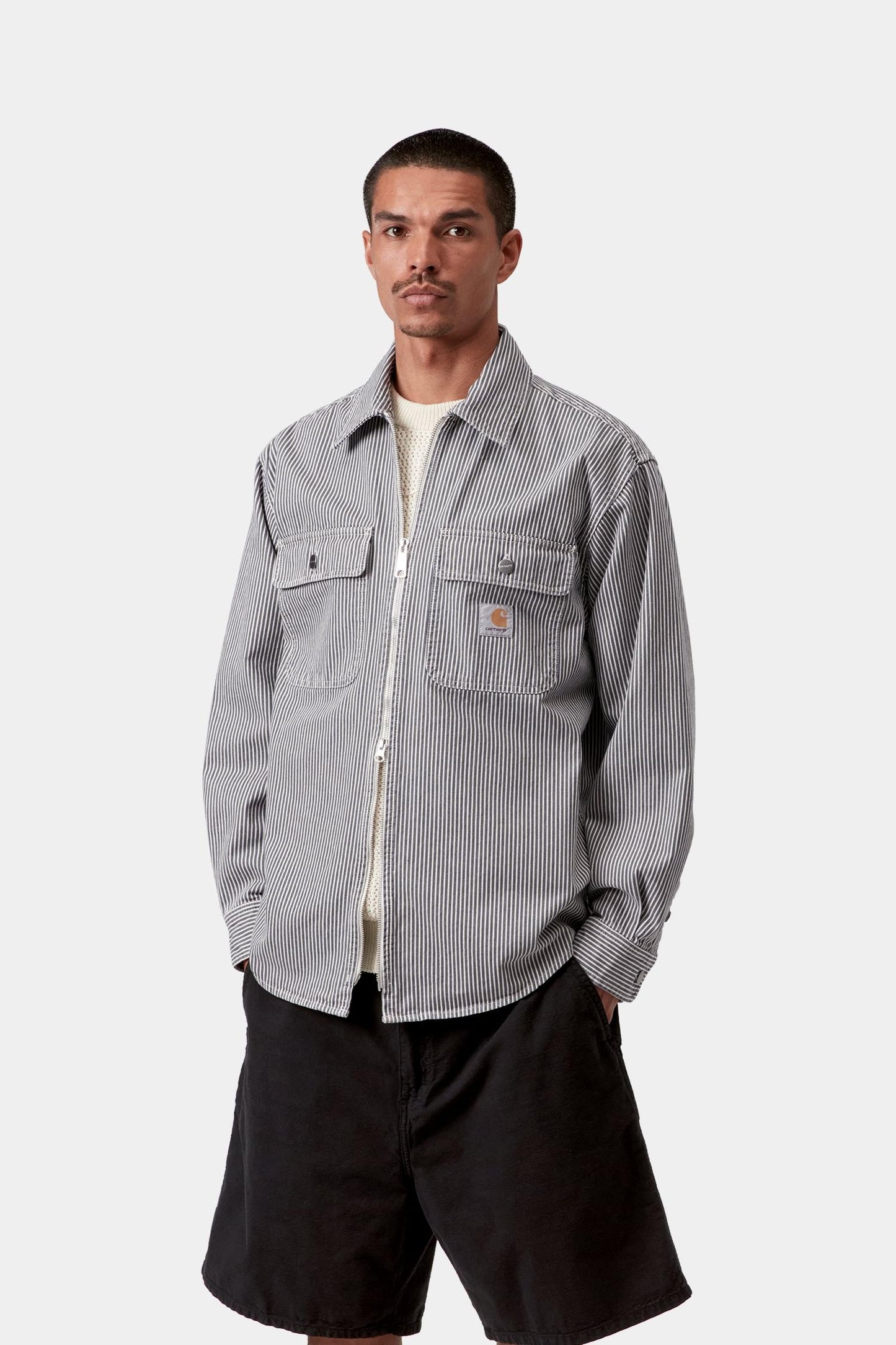 Mercer Stripe Shirt Jacket Graphite / Wax (Stone Washed)