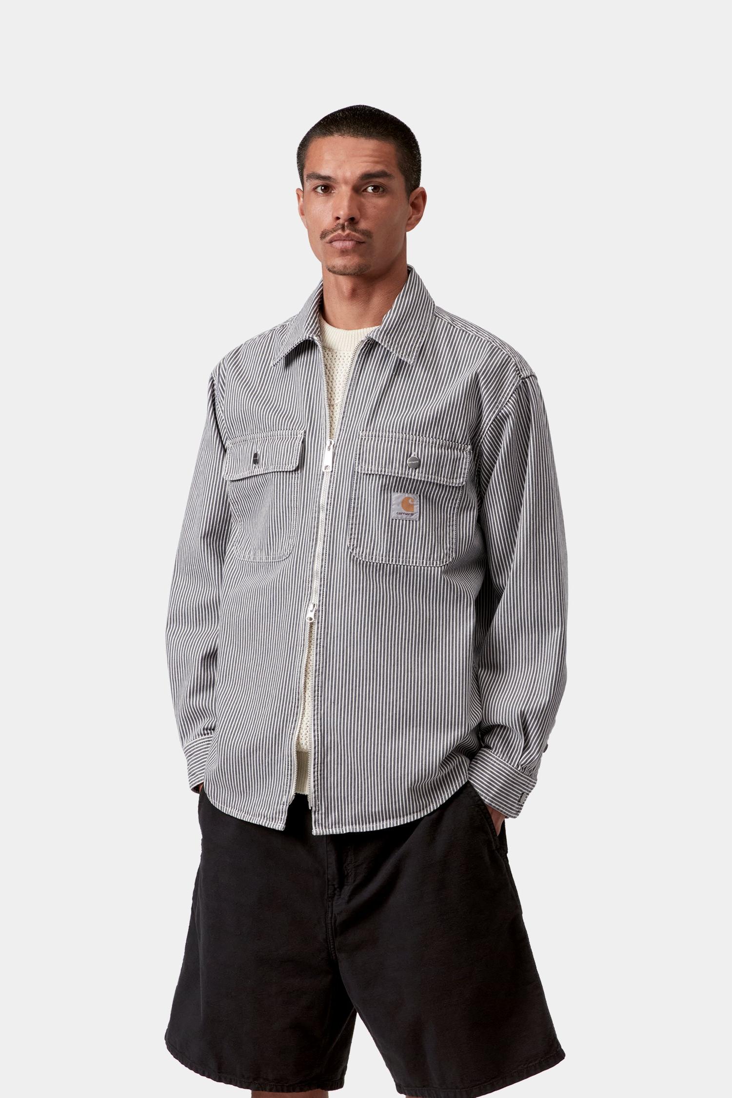 Mercer Stripe Shirt Jacket Graphite / Wax (Stone Washed)