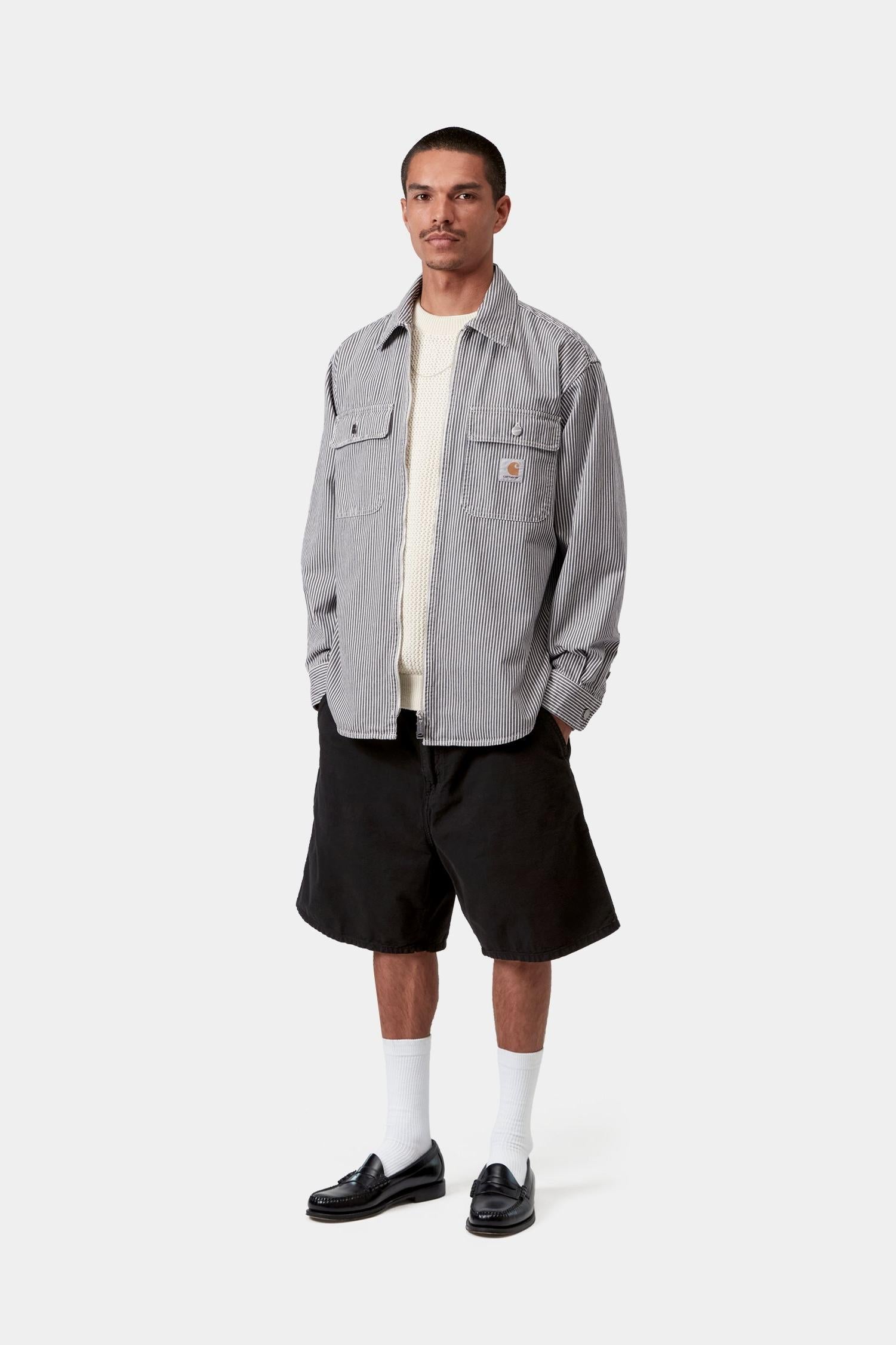 Mercer Stripe Shirt Jacket Graphite / Wax (Stone Washed)