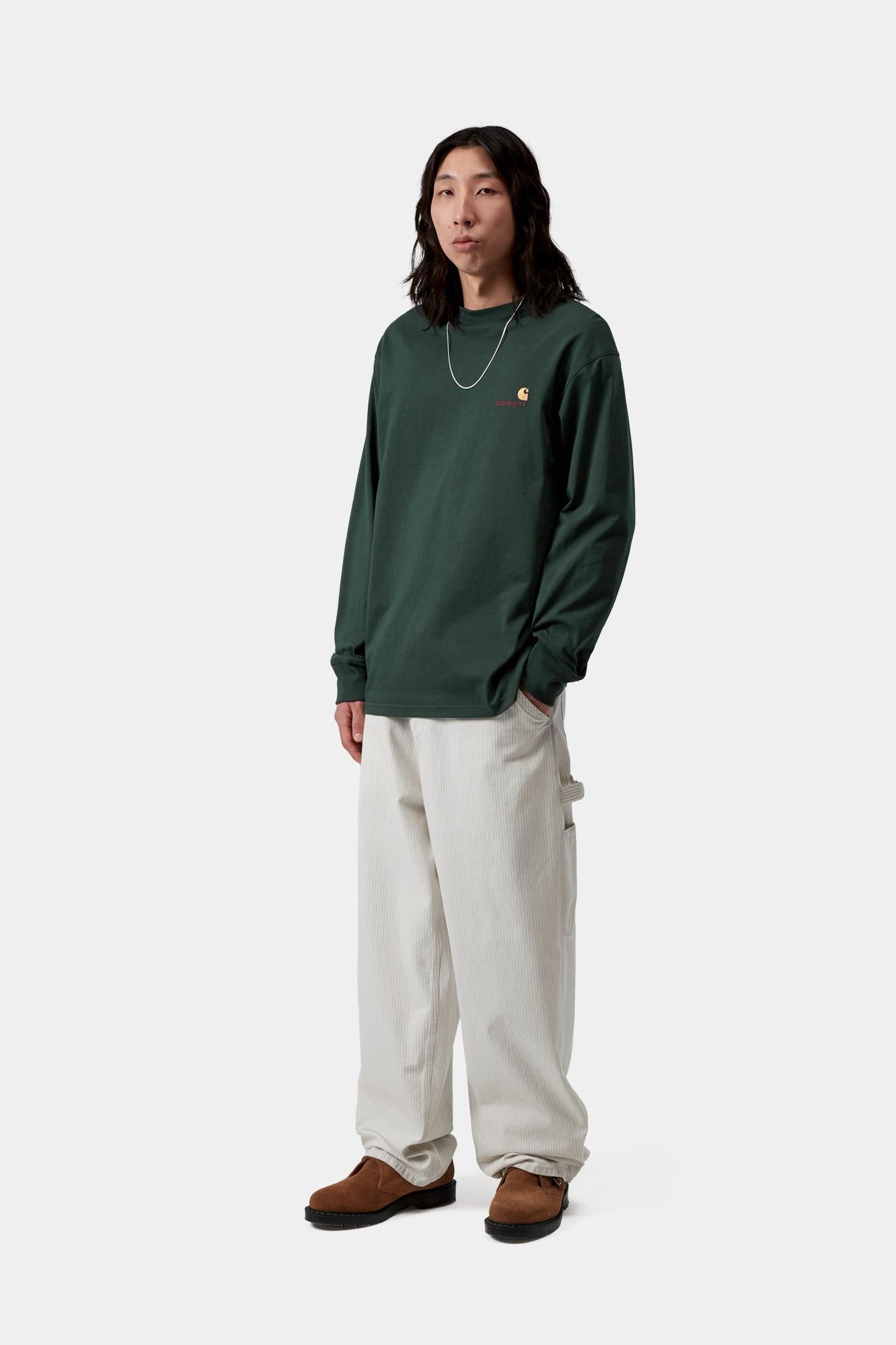 American Script T-Shirt Long Sleeve Kale Green