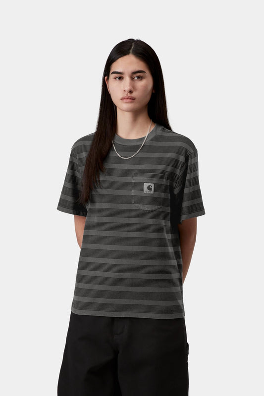 Hanson Stripe Pocket T-Shirt Black (Garment Dyed)