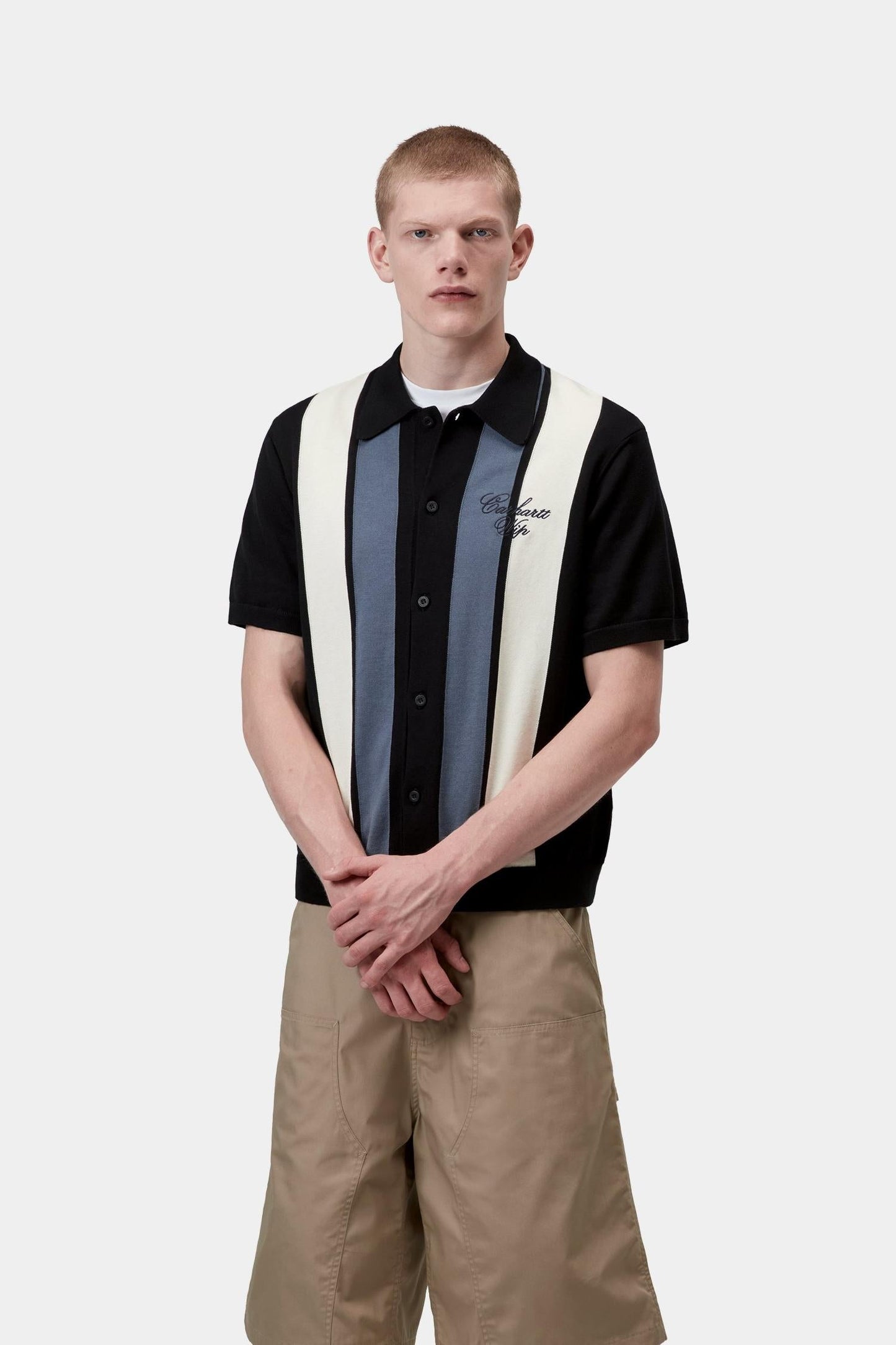 Short Sleeve Mello Stripe Knit Shirt Black