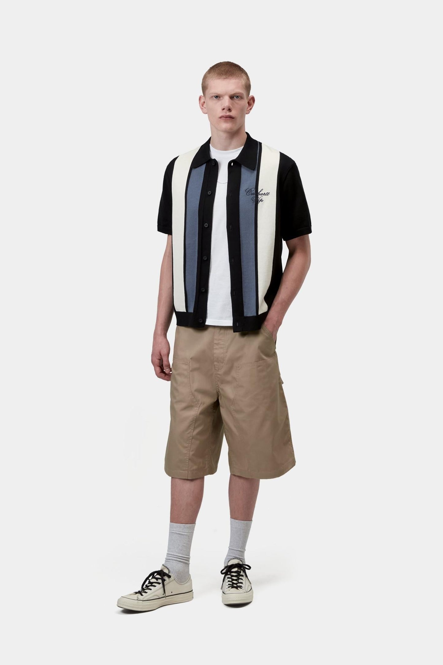 Short Sleeve Mello Stripe Knit Shirt Black