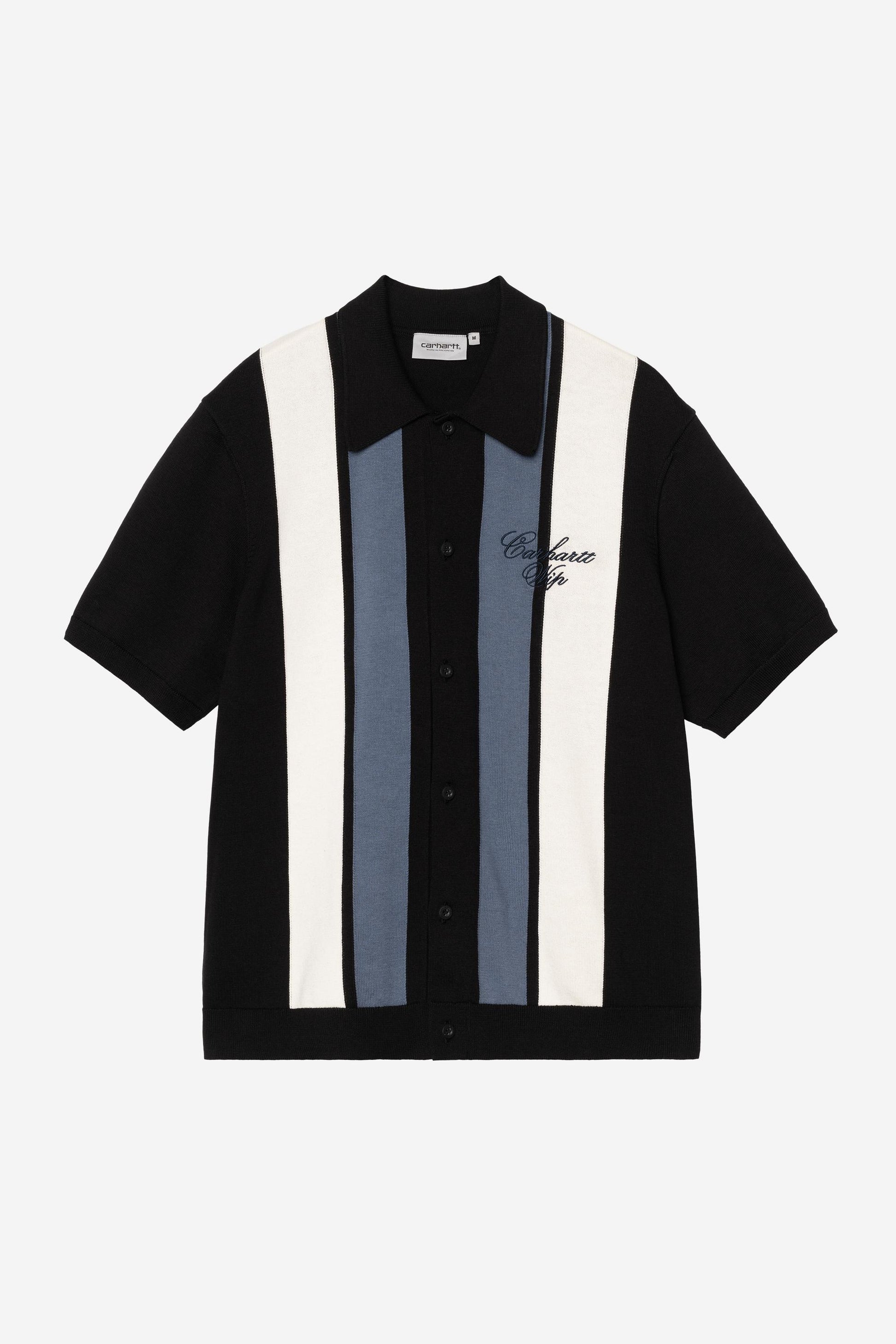 Short Sleeve Mello Stripe Knit Shirt Black