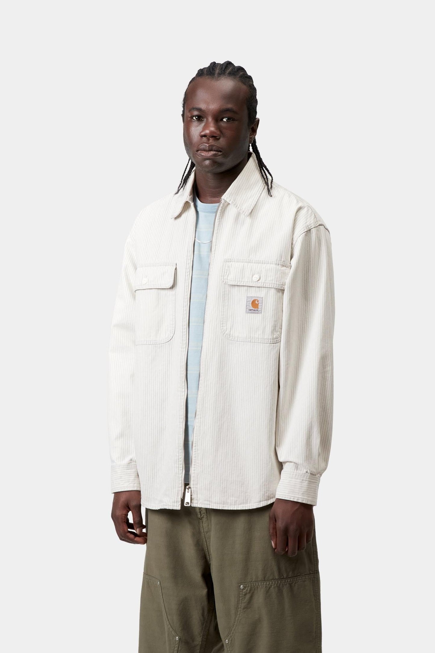 Mercer Stripe Shirt Jacket Graphite / Wax (Bleached)