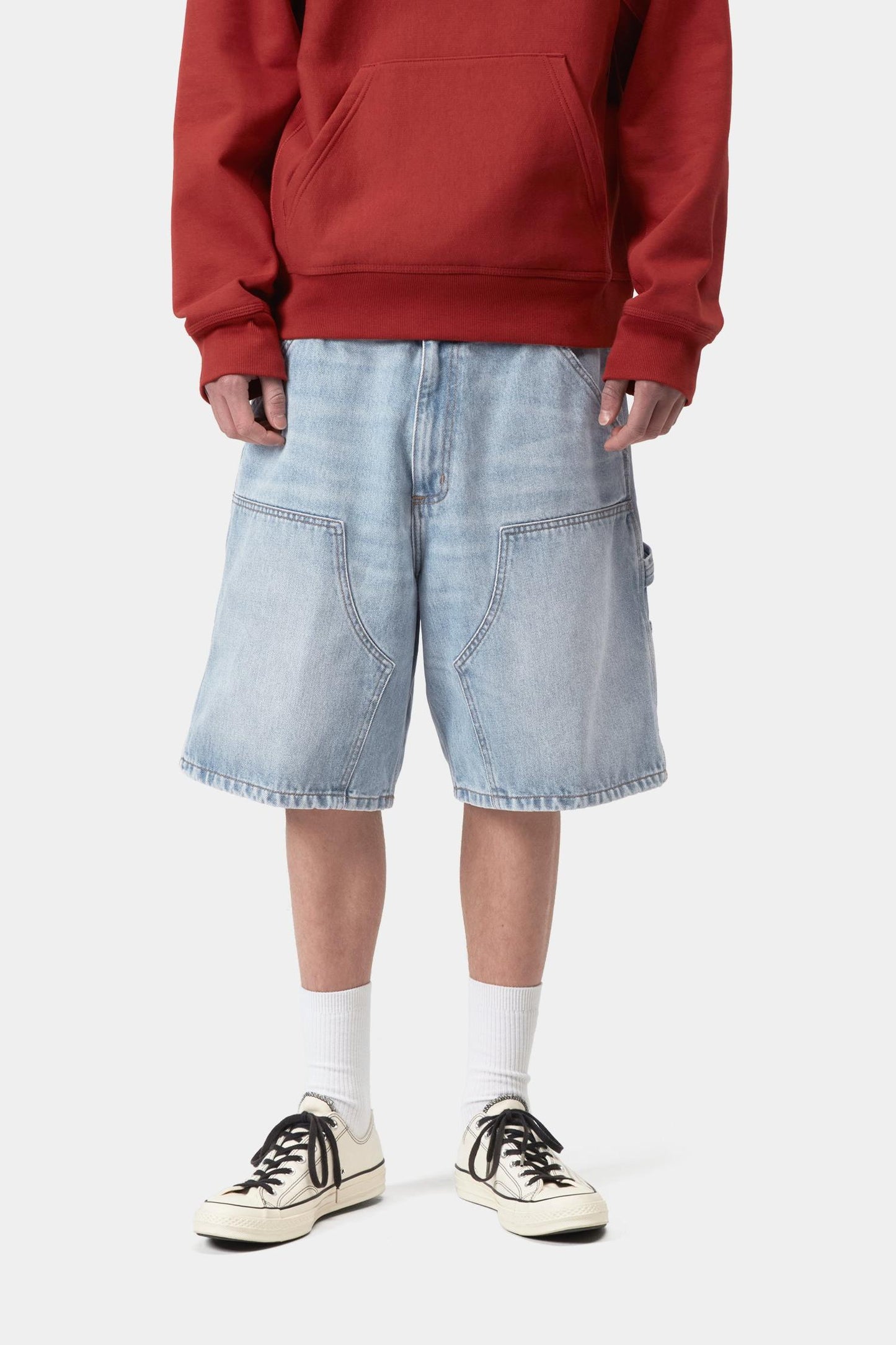 Double Knee Short Blue (Heavy Worn Bleached)