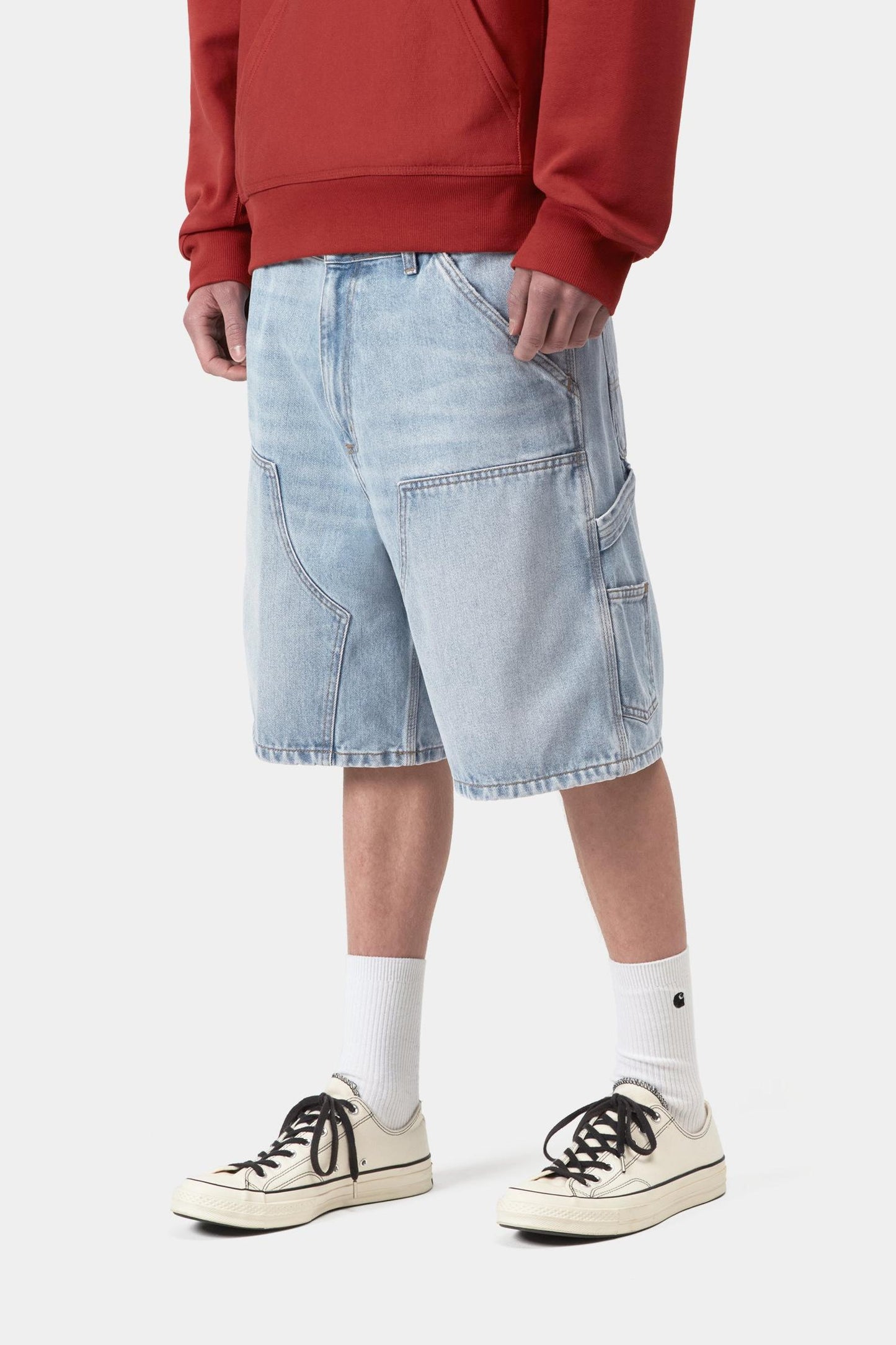 Double Knee Short Blue (Heavy Worn Bleached)
