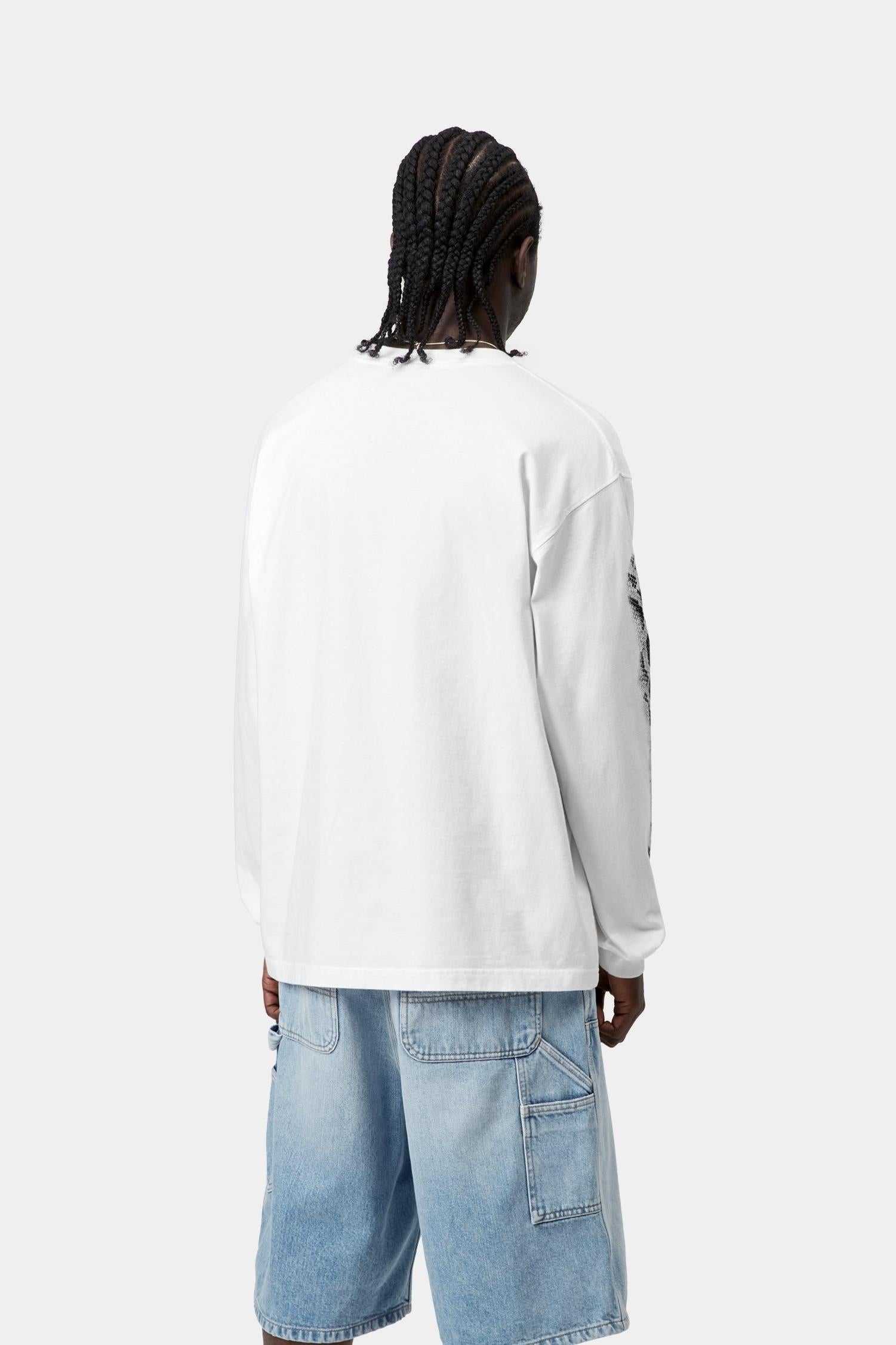 Long Sleeve Camo Snake T-Shirt White (Heavy Stone Wash)