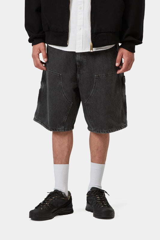 Double Knee Short Black (Stone Washed)
