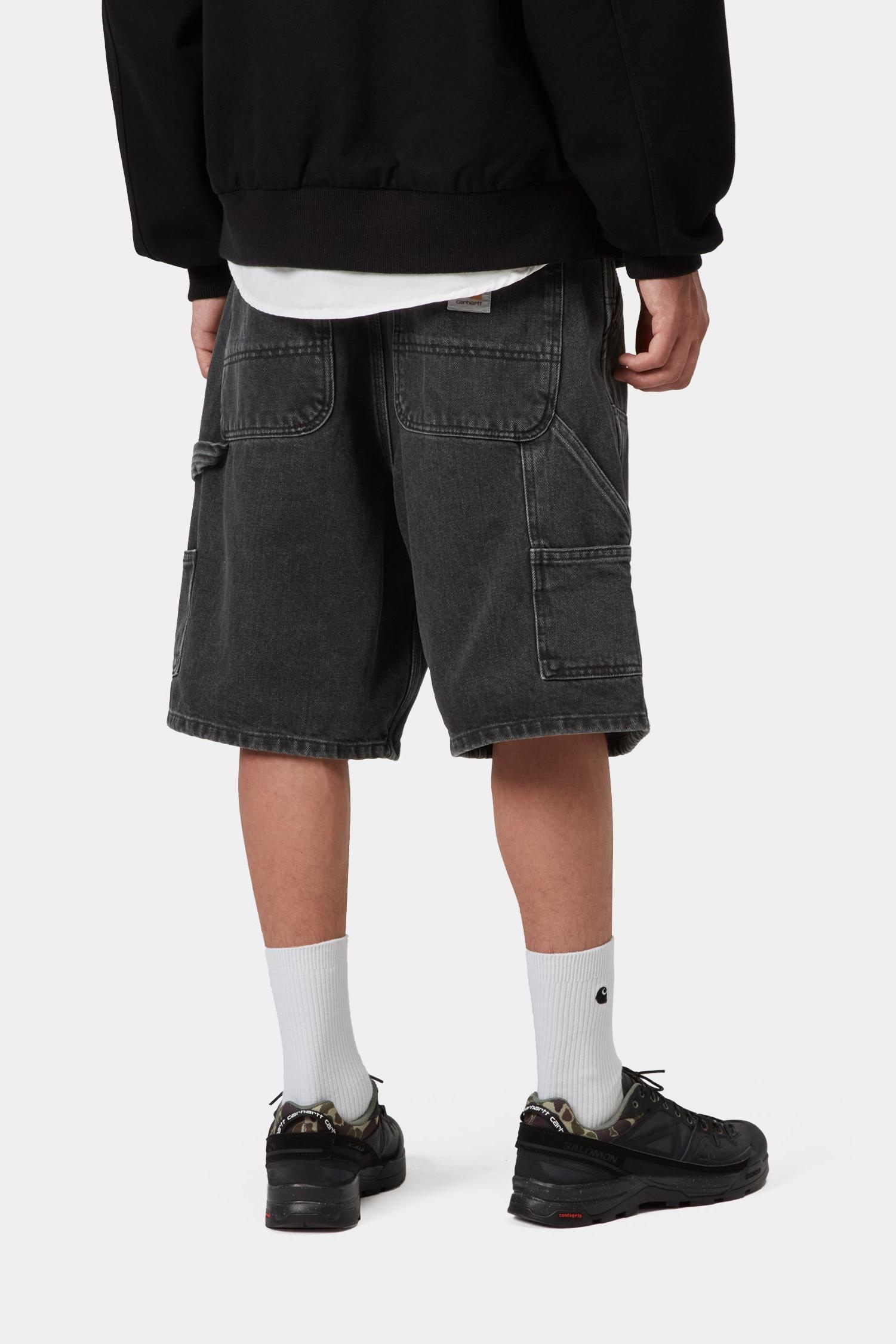 Double Knee Short Black (Stone Washed)