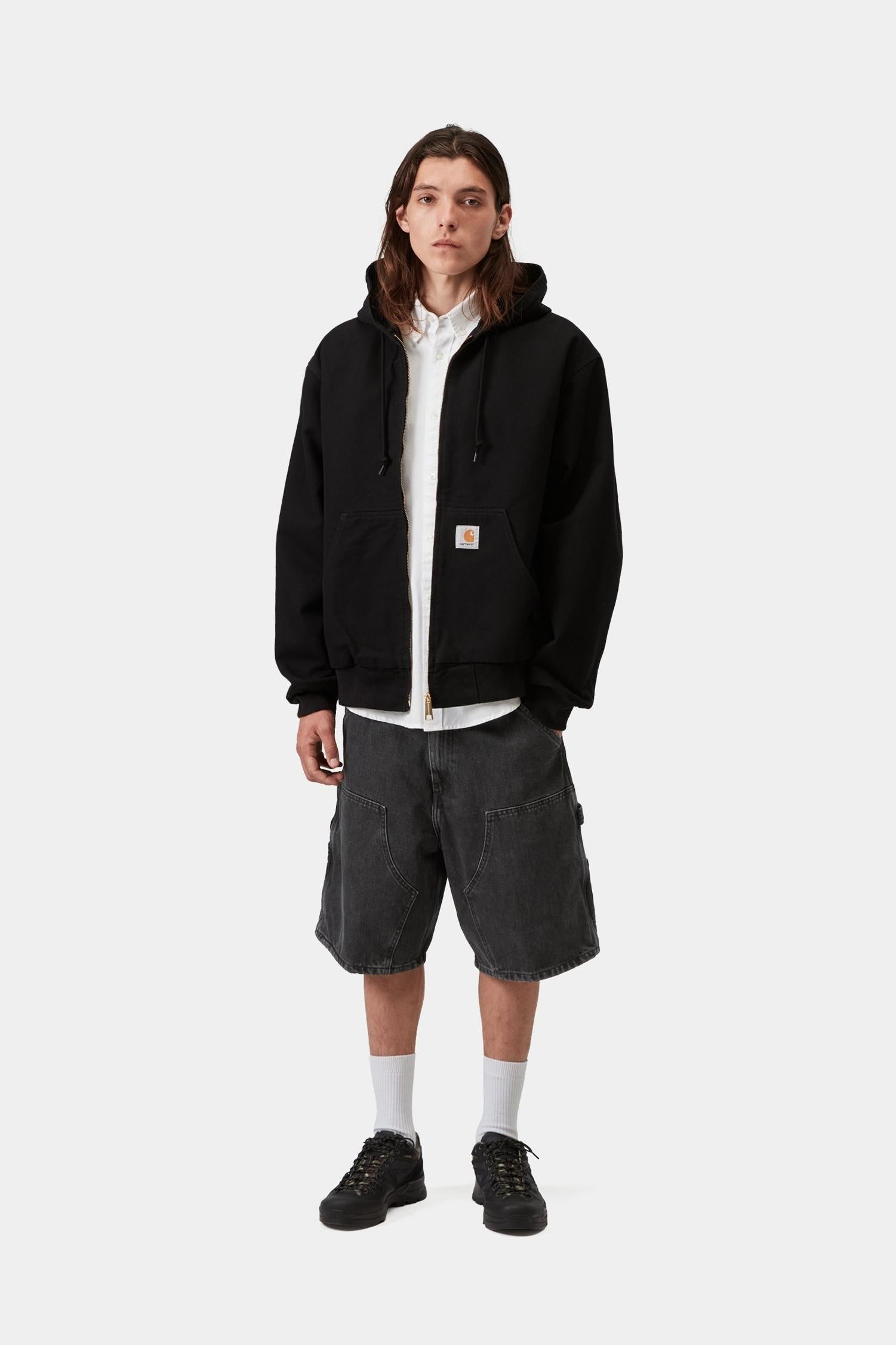 Double Knee Short Black (Stone Washed)