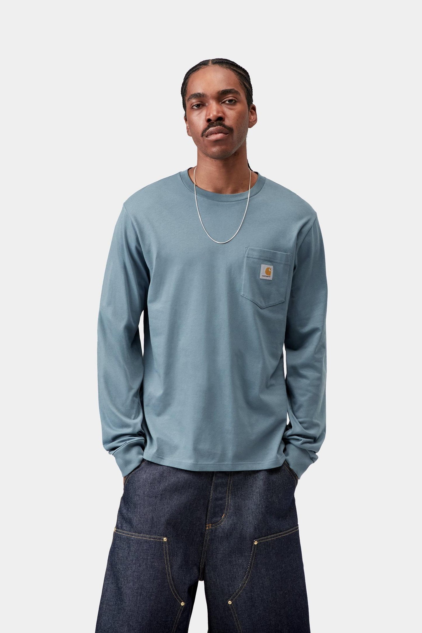 Long Sleeve Pocket T-Shirt Velvet Blue