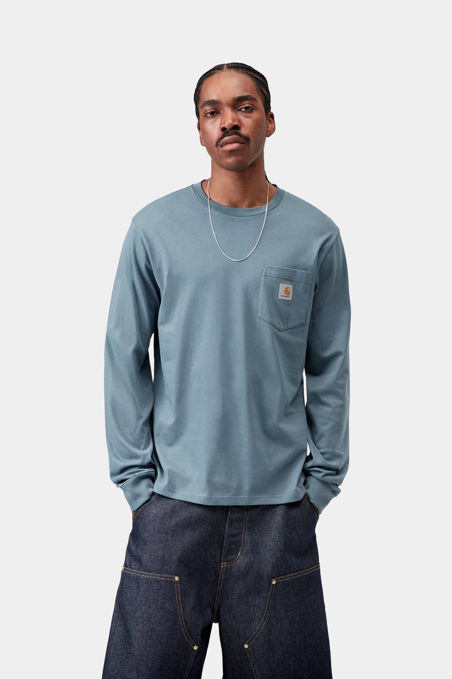 Long Sleeve Pocket T-Shirt Velvet Blue