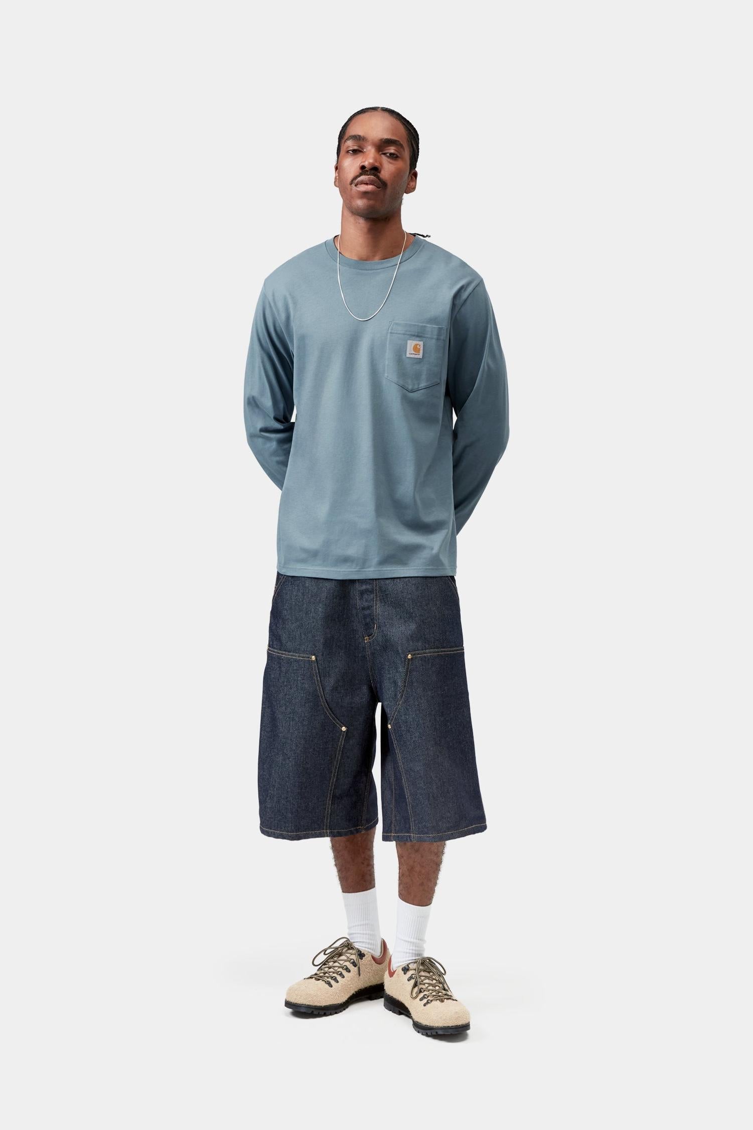 Long Sleeve Pocket T-Shirt Velvet Blue