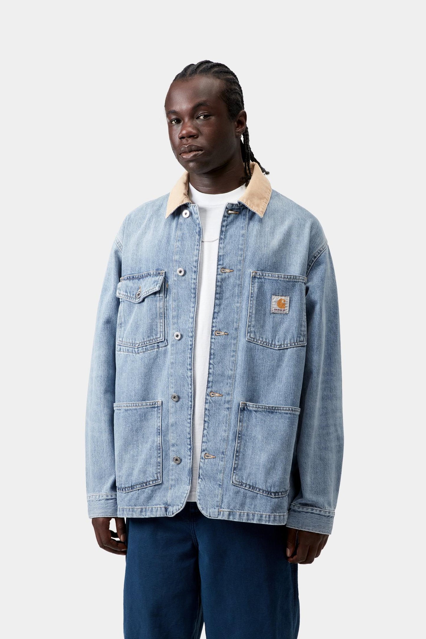 Warren Chore Coat Blue / Dusty Hamilton Brown (Burst Washed)