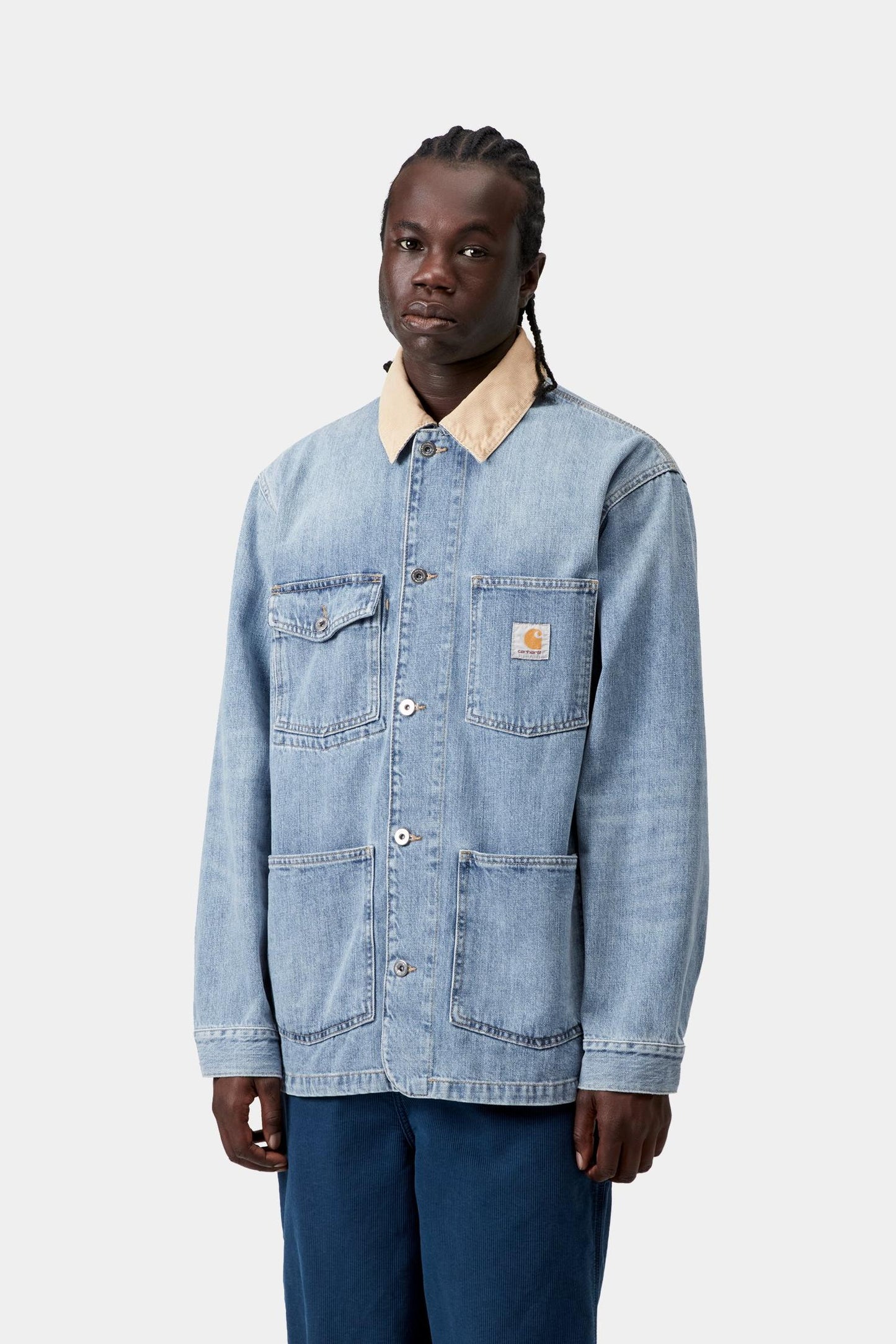 Warren Chore Coat Blue / Dusty Hamilton Brown (Burst Washed)