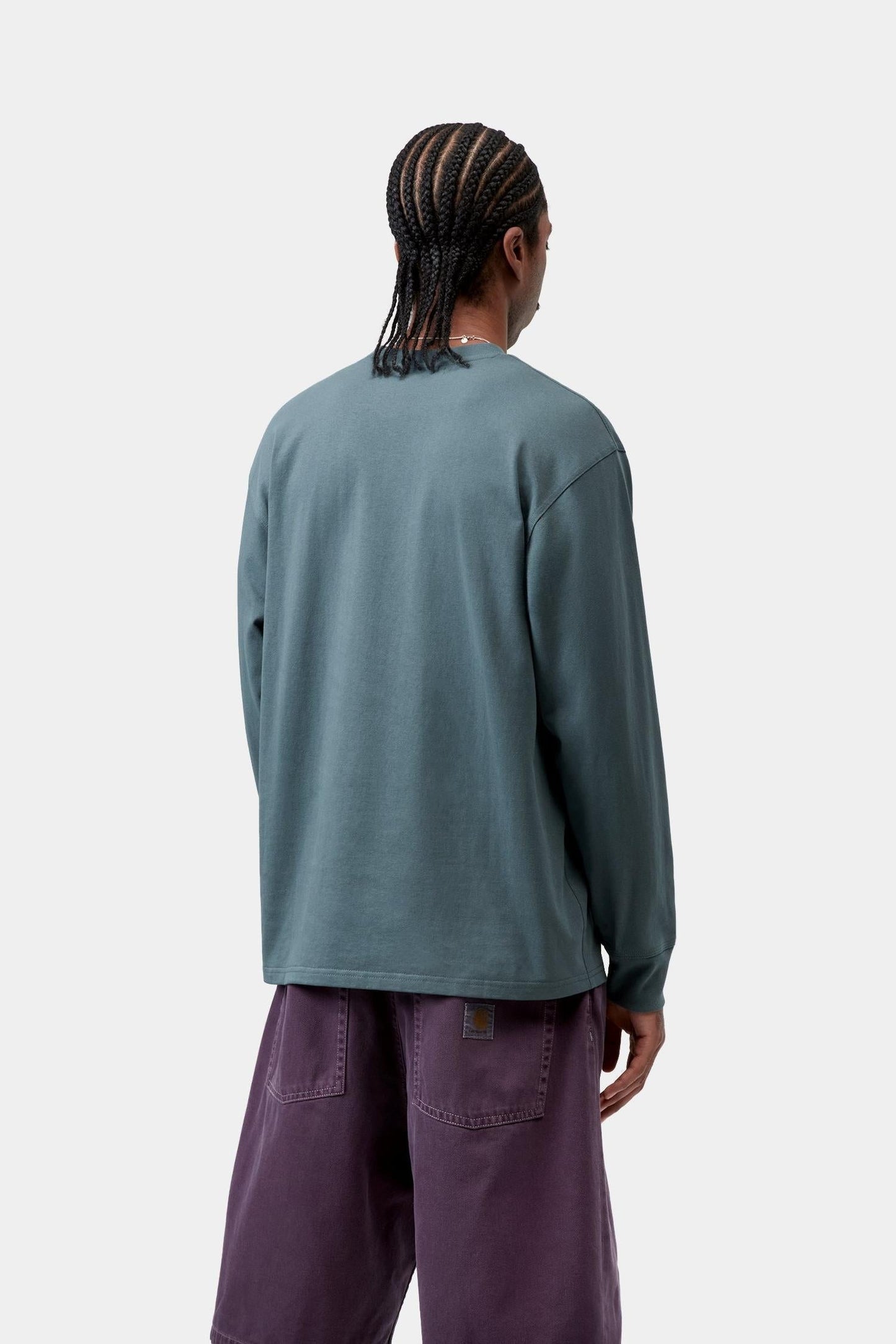 American Script T-Shirt Long Sleeve Office Blue