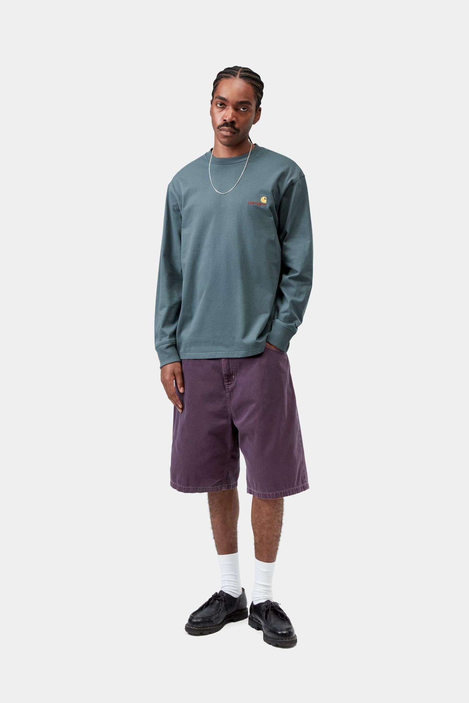 American Script T-Shirt Long Sleeve Office Blue
