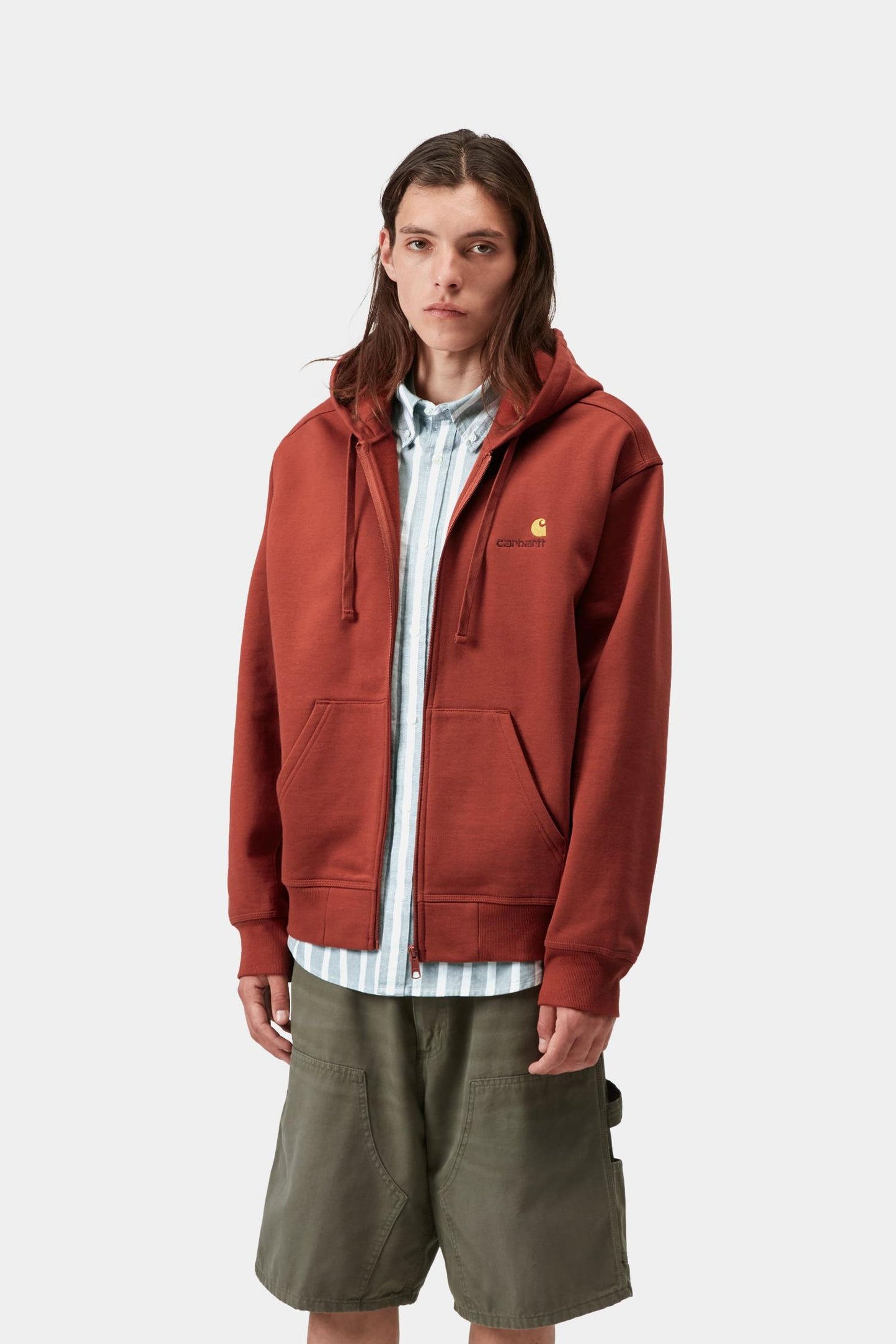 Hooded American Script Jacket Oxide Red