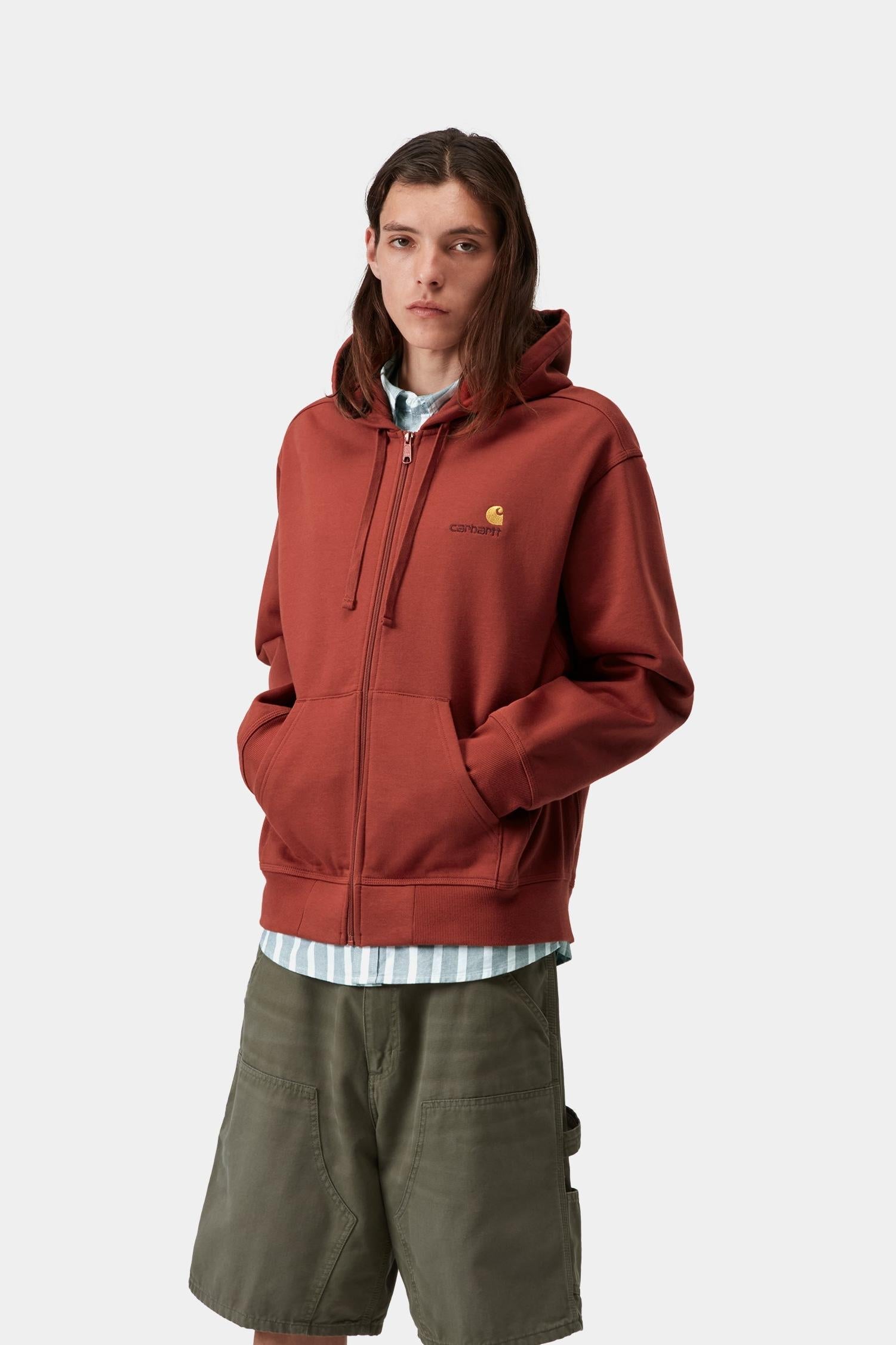 Hooded American Script Jacket Oxide Red