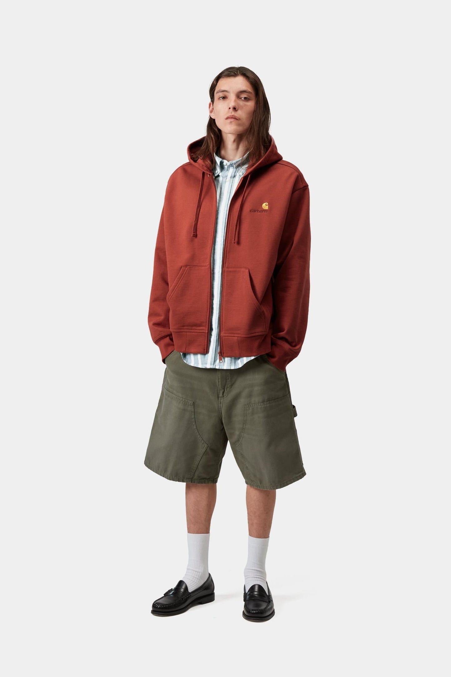Hooded American Script Jacket Oxide Red