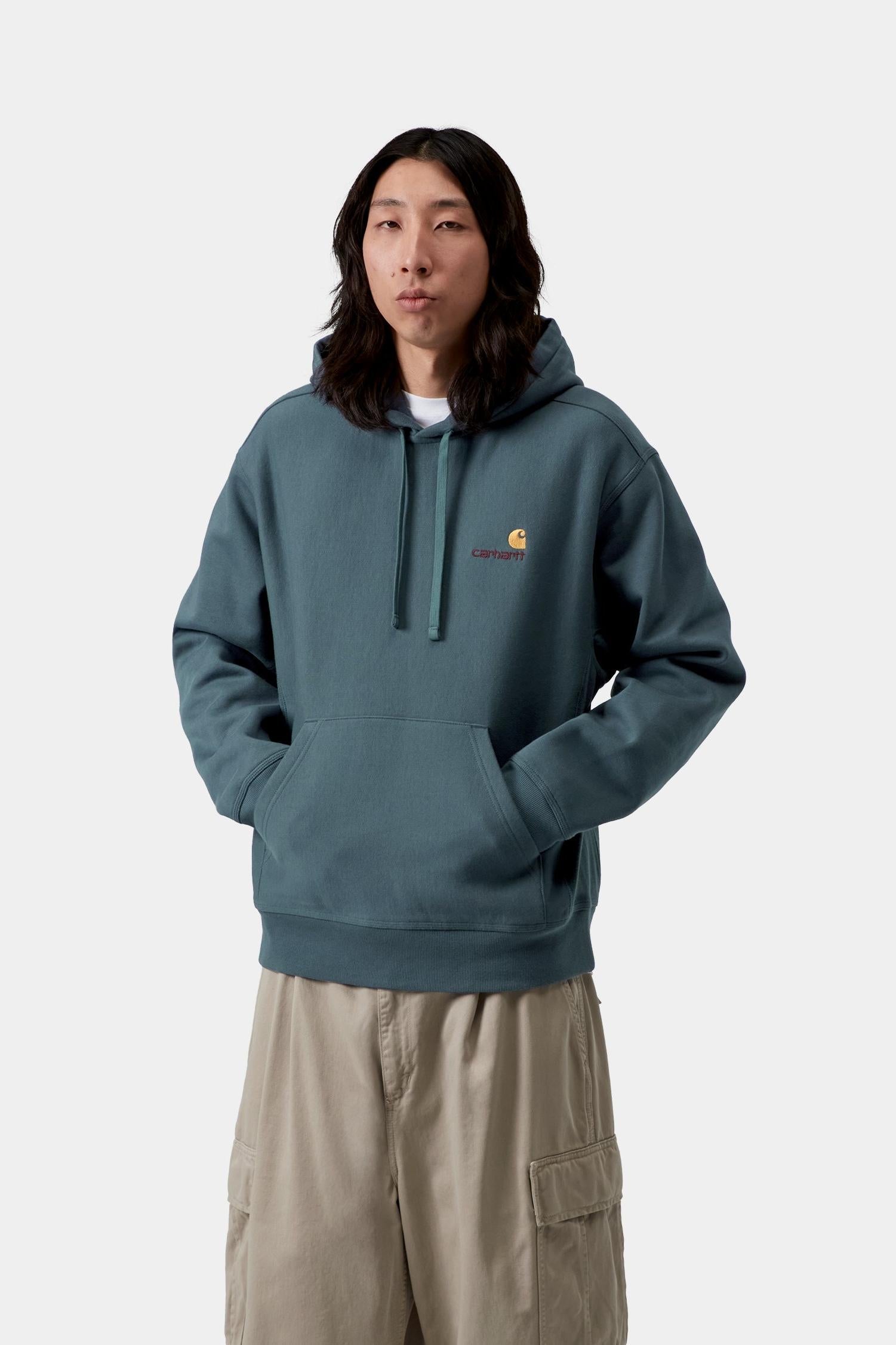 Hooded American Script Sweatshirt Office Blue