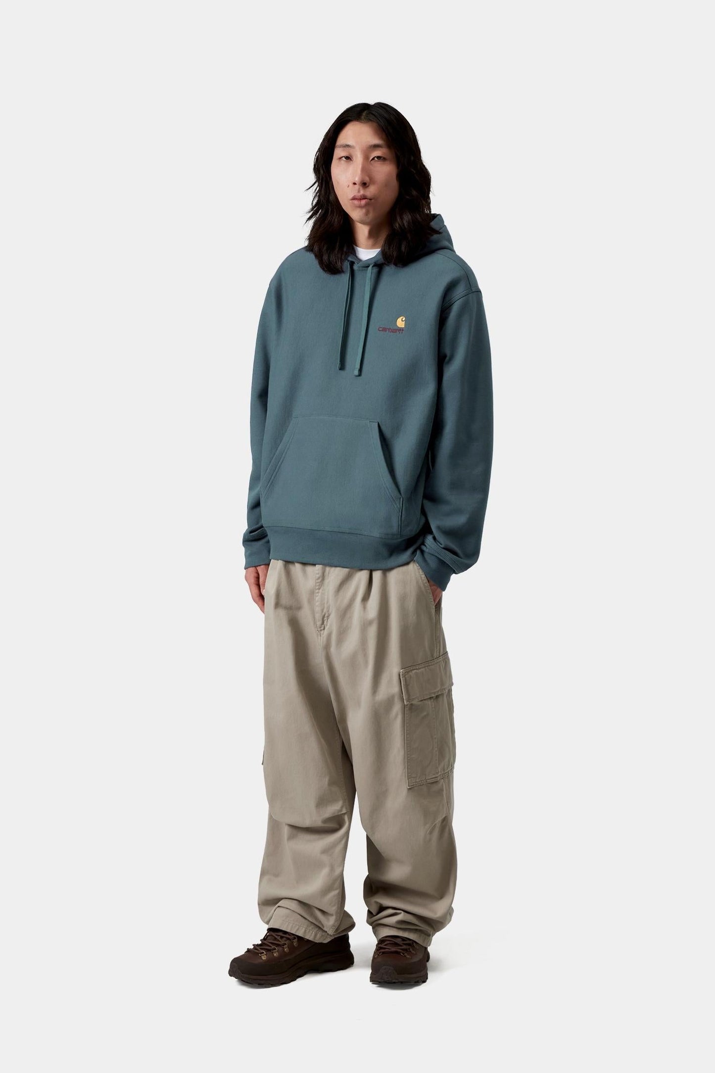 Hooded American Script Sweatshirt Office Blue