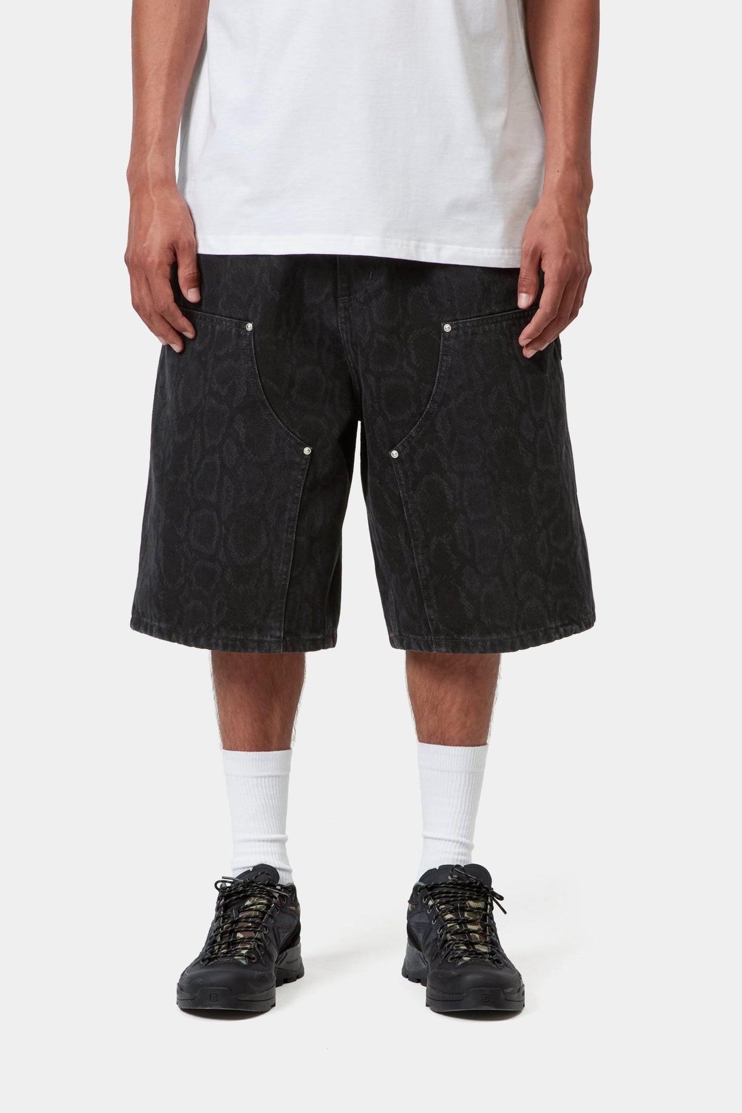 OG Double Knee Short Black Snake Camo (Heavy Stone Wash)