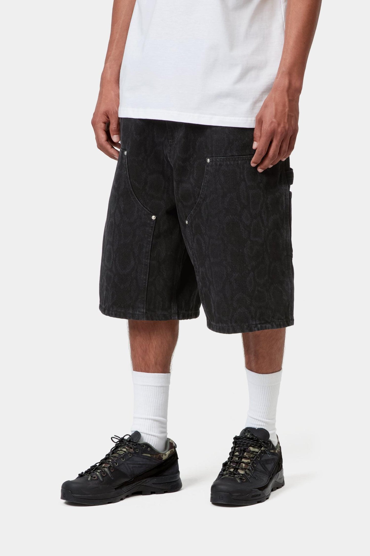 OG Double Knee Short Black Snake Camo (Heavy Stone Wash)