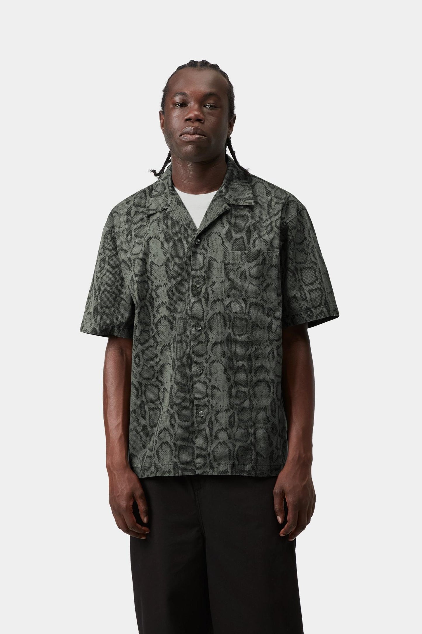 Short Sleeve Snake Camo Shirt Leaf (Garment Dyed)