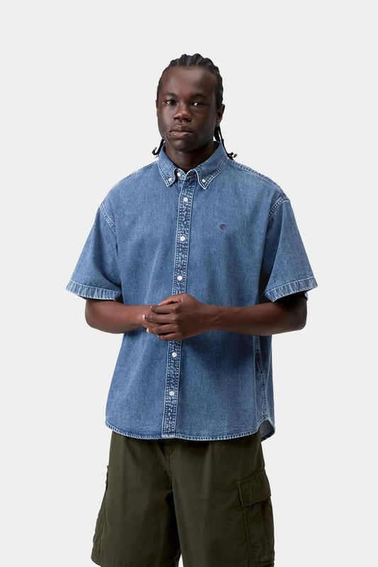 Lucas Short Sleeve Shirt Blue (Stone Washed)