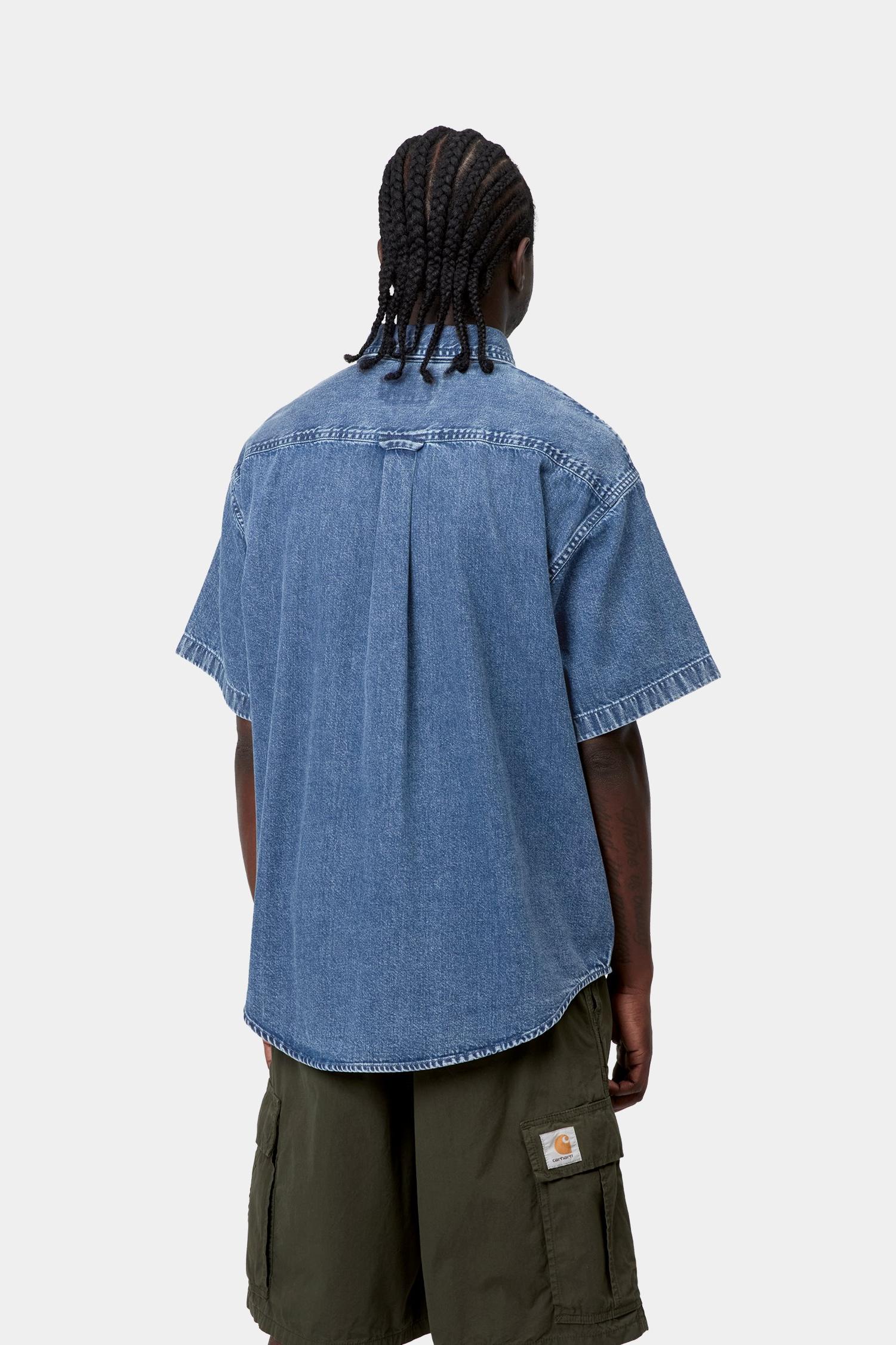 Lucas Short Sleeve Shirt Blue (Stone Washed)