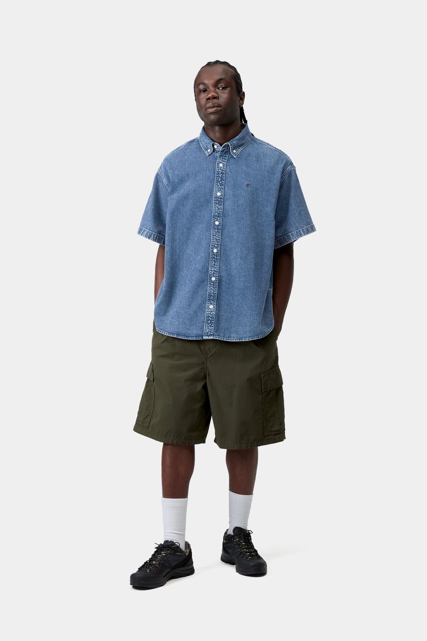 Lucas Short Sleeve Shirt Blue (Stone Washed)