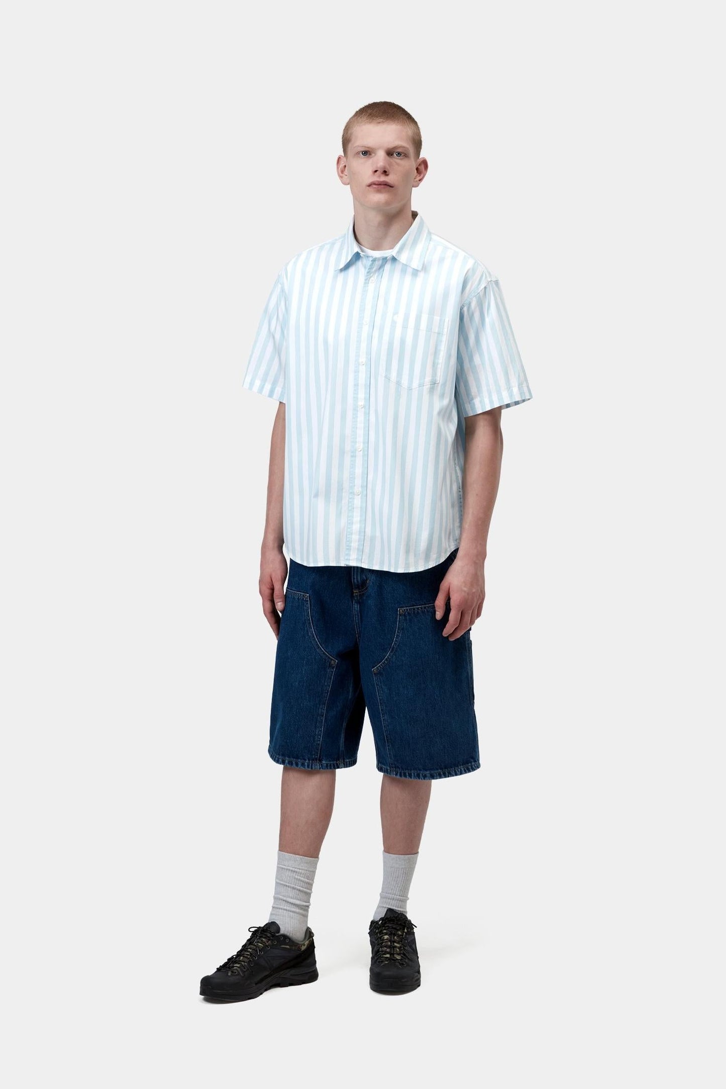 Short Sleeve Royce Stripe Shirt Icaria / White