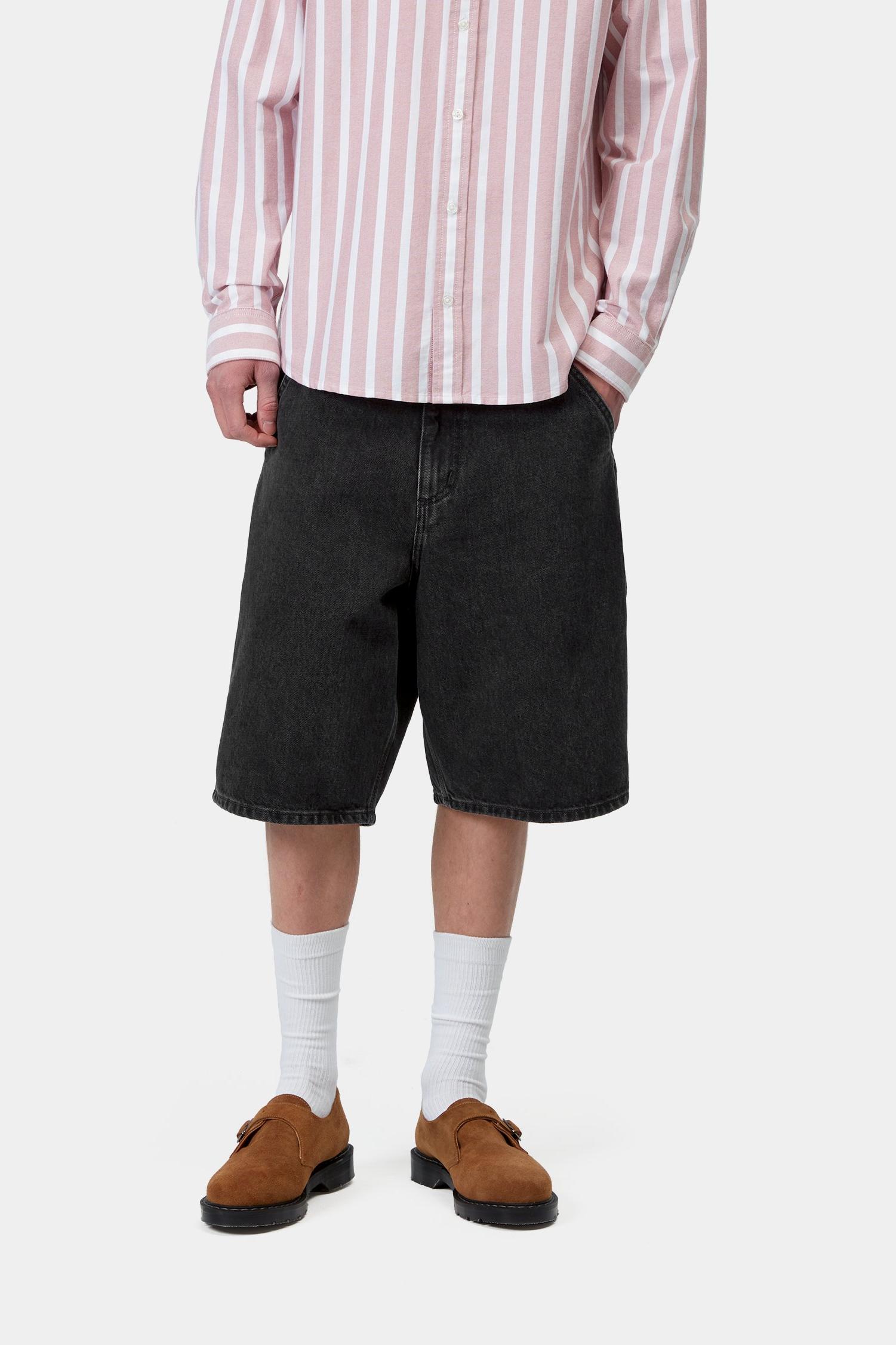 Single Knee Short - Denim Black (Stone Washed)