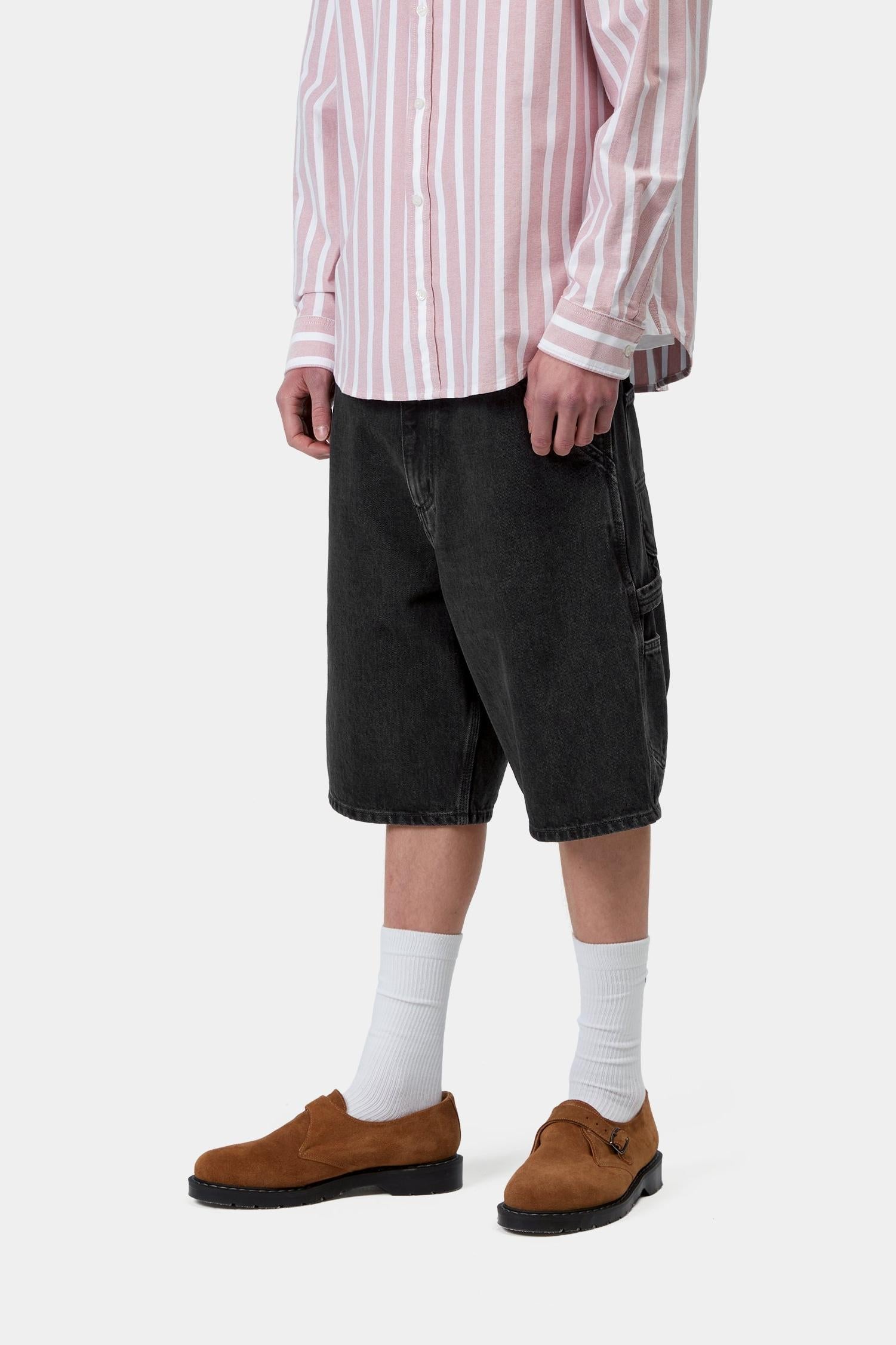 Single Knee Short - Denim Black (Stone Washed)