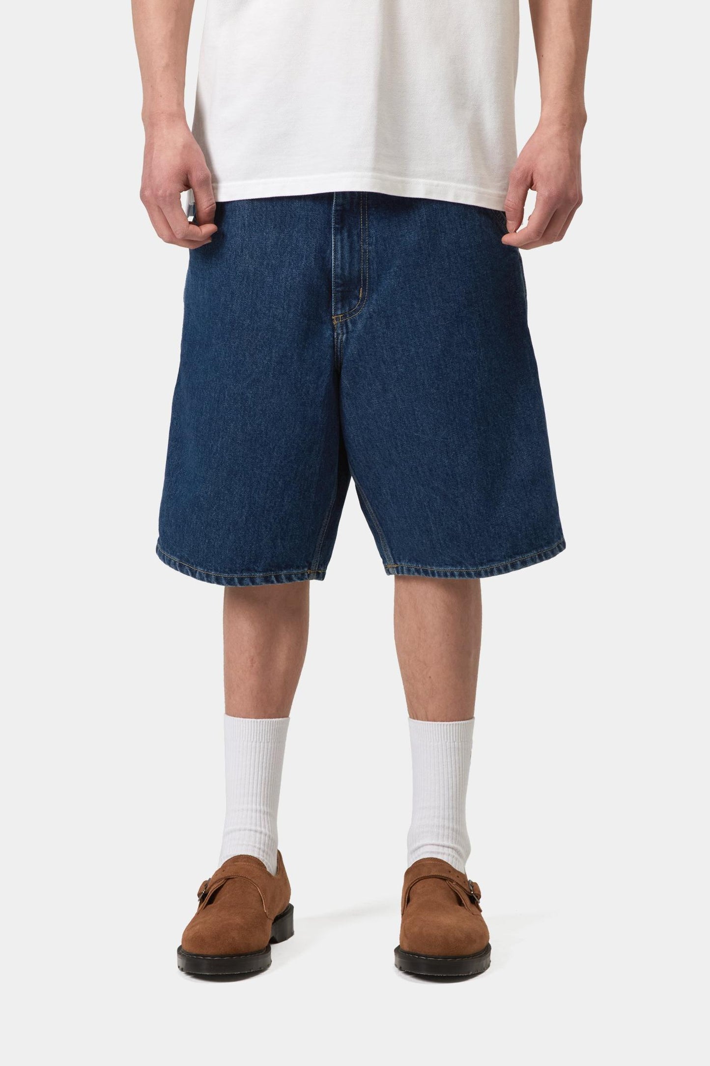 Single Knee Short - Denim Blue (Stone Washed)