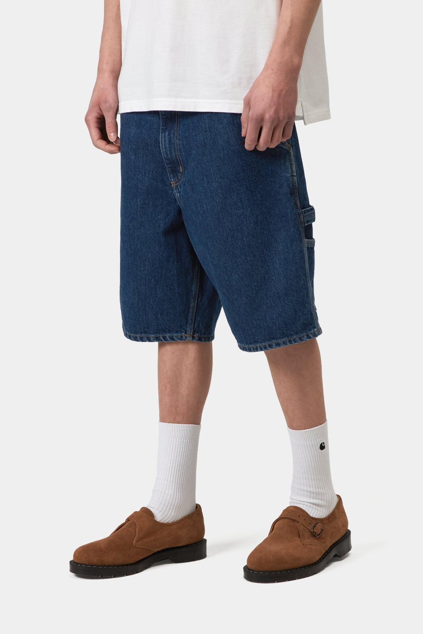 Single Knee Short - Denim Blue (Stone Washed)