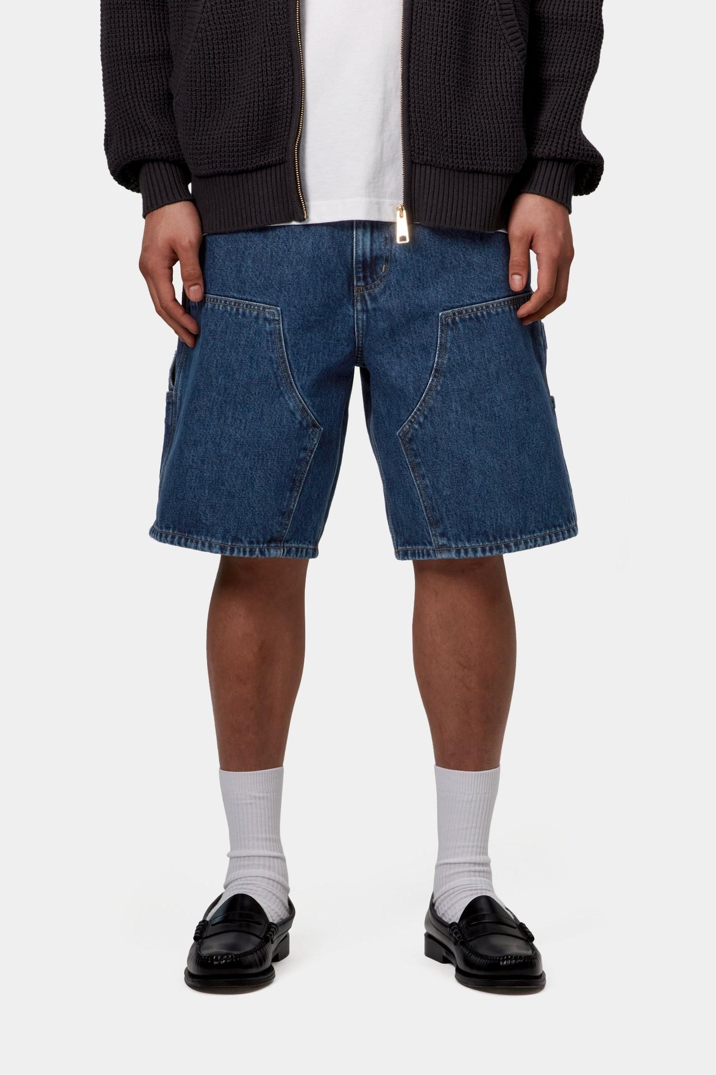 Double Knee Short Blue (Stone Washed)