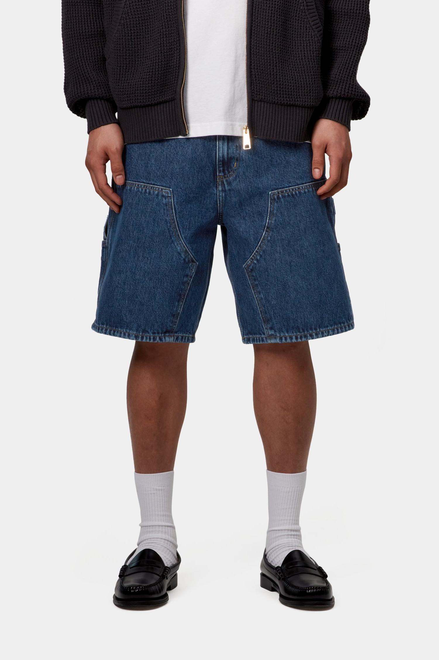 Double Knee Short Blue (Stone Washed)