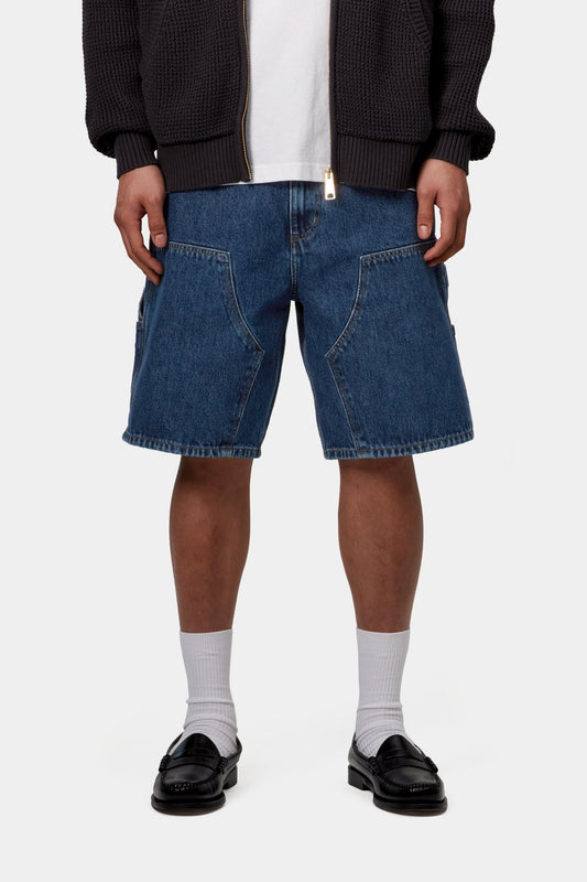 Double Knee Short Blue (Stone Washed)