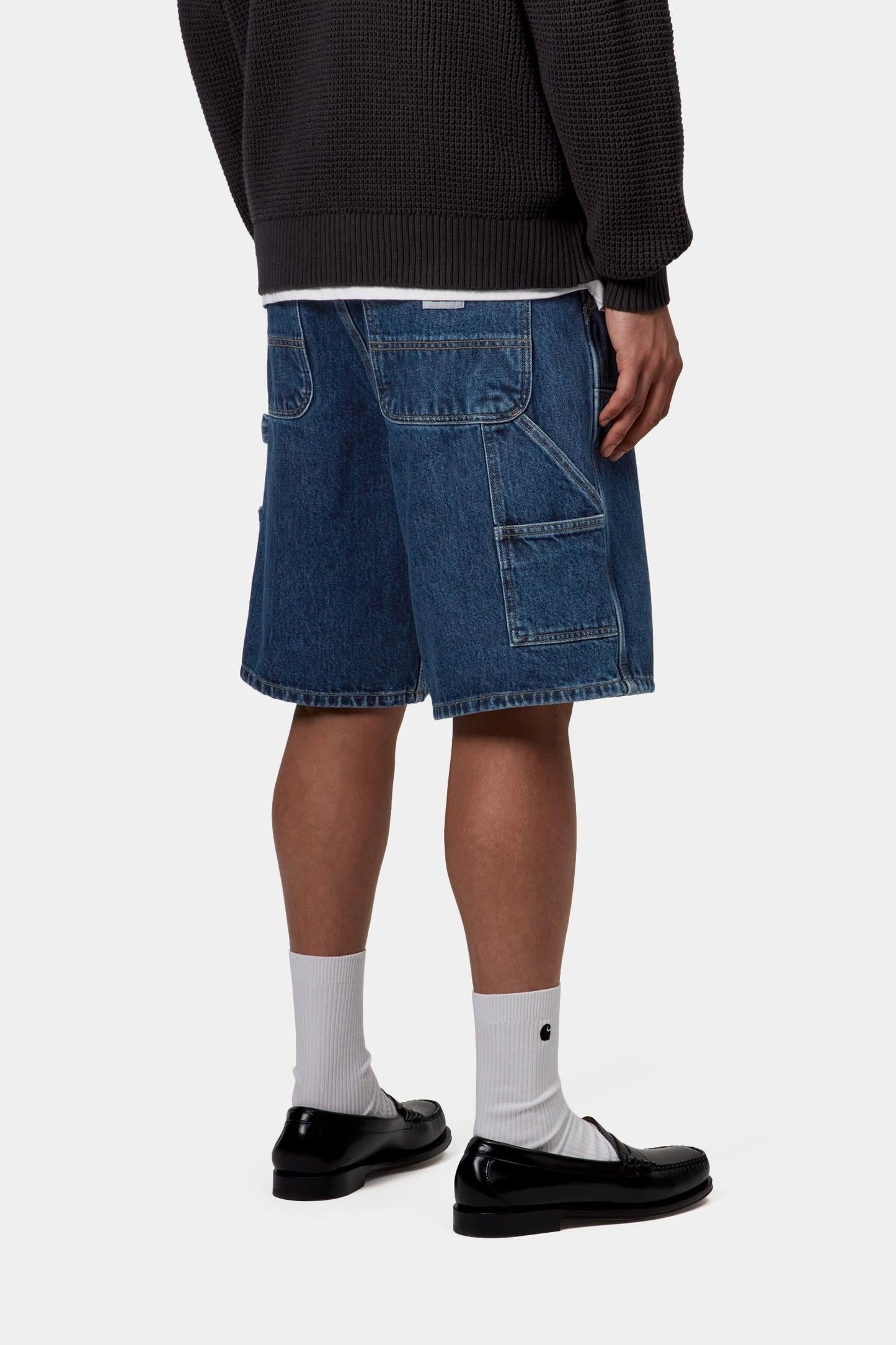 Double Knee Short Blue (Stone Washed)