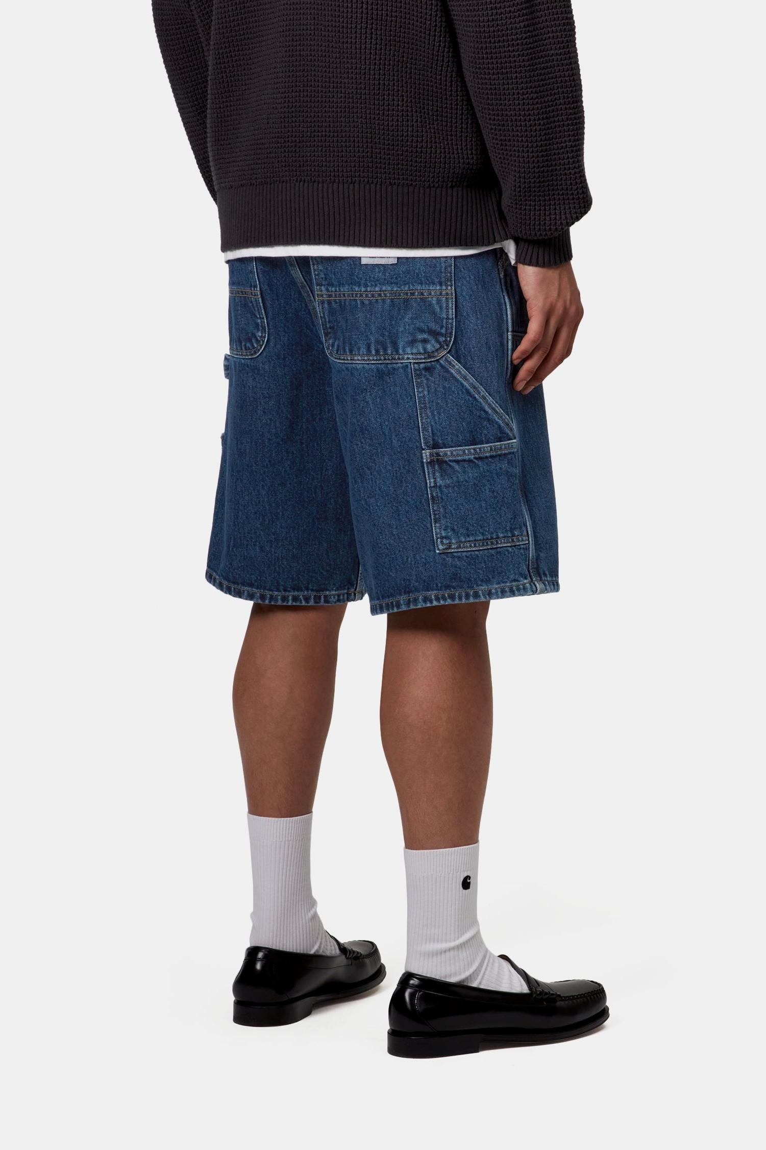 Double Knee Short Blue (Stone Washed)