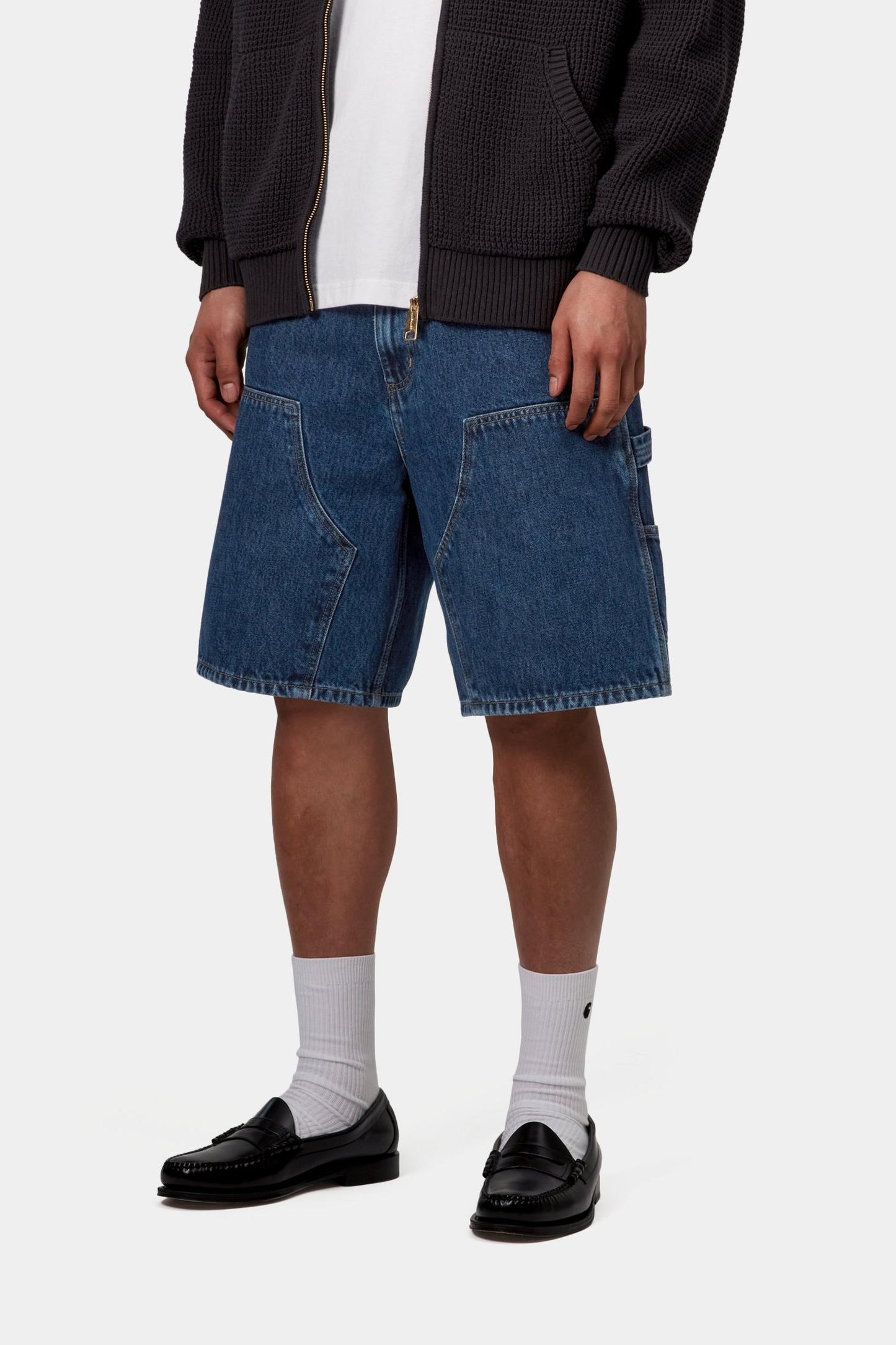 Double Knee Short Blue (Stone Washed)