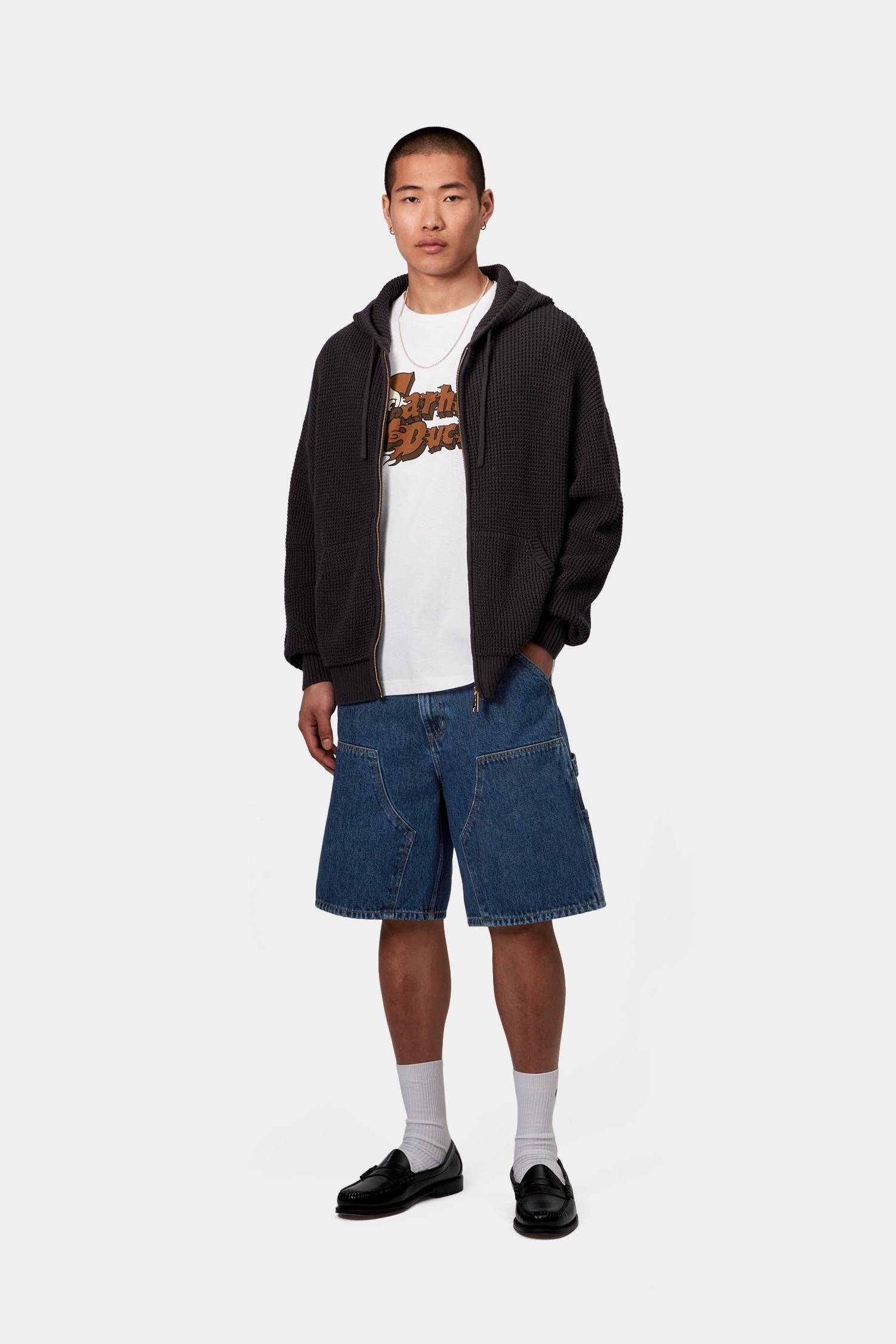 Double Knee Short Blue (Stone Washed)