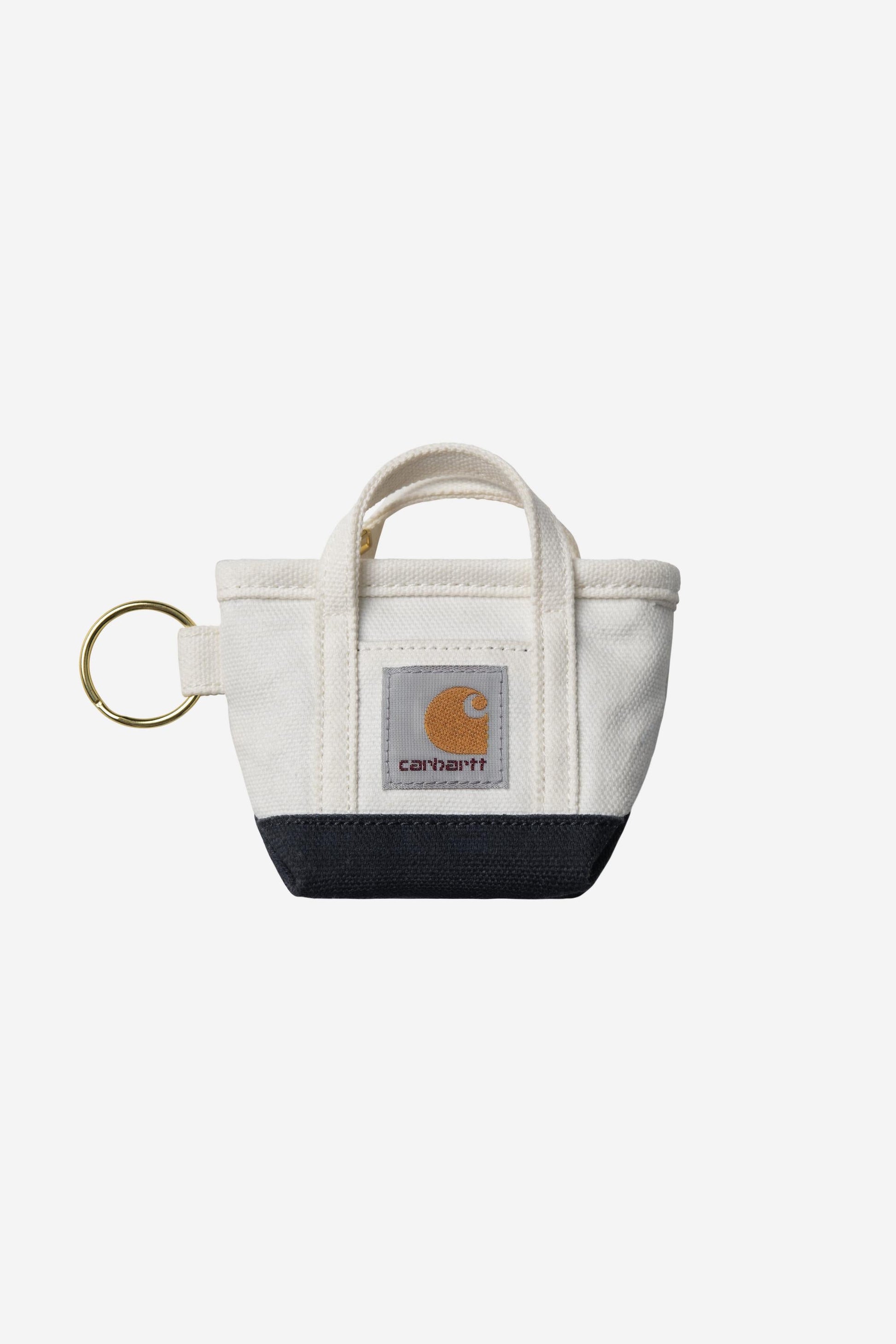 Mini Tote Bag Keychain Natural / Blue