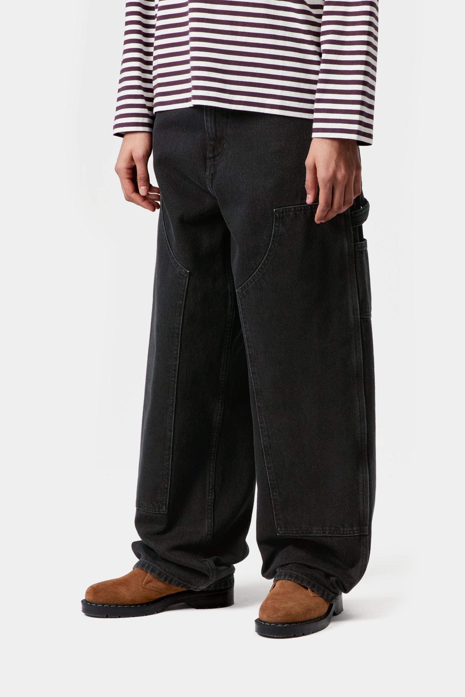 Brandon Double Knee Pant Black (Stone Washed)